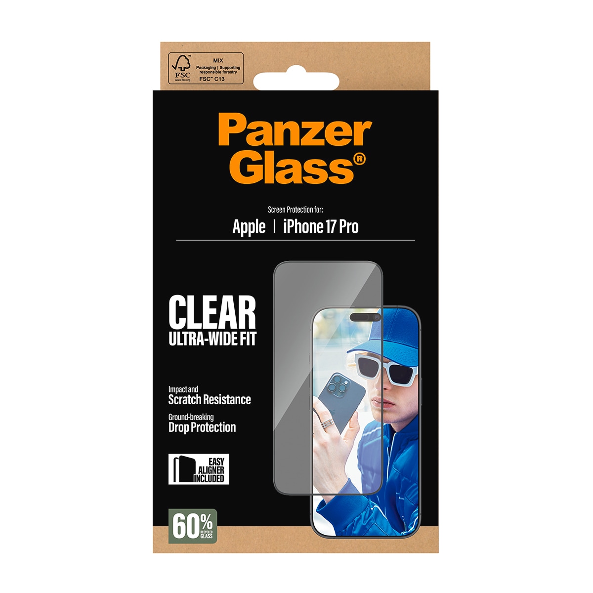 CARE by PanzerGlass Verre de protection d'écran »Schutzglas« für Apple iPhone 17 Pro Displayschutzfolie, Schutzfolie, Bildschirmschutz, kratz- & stossfest
