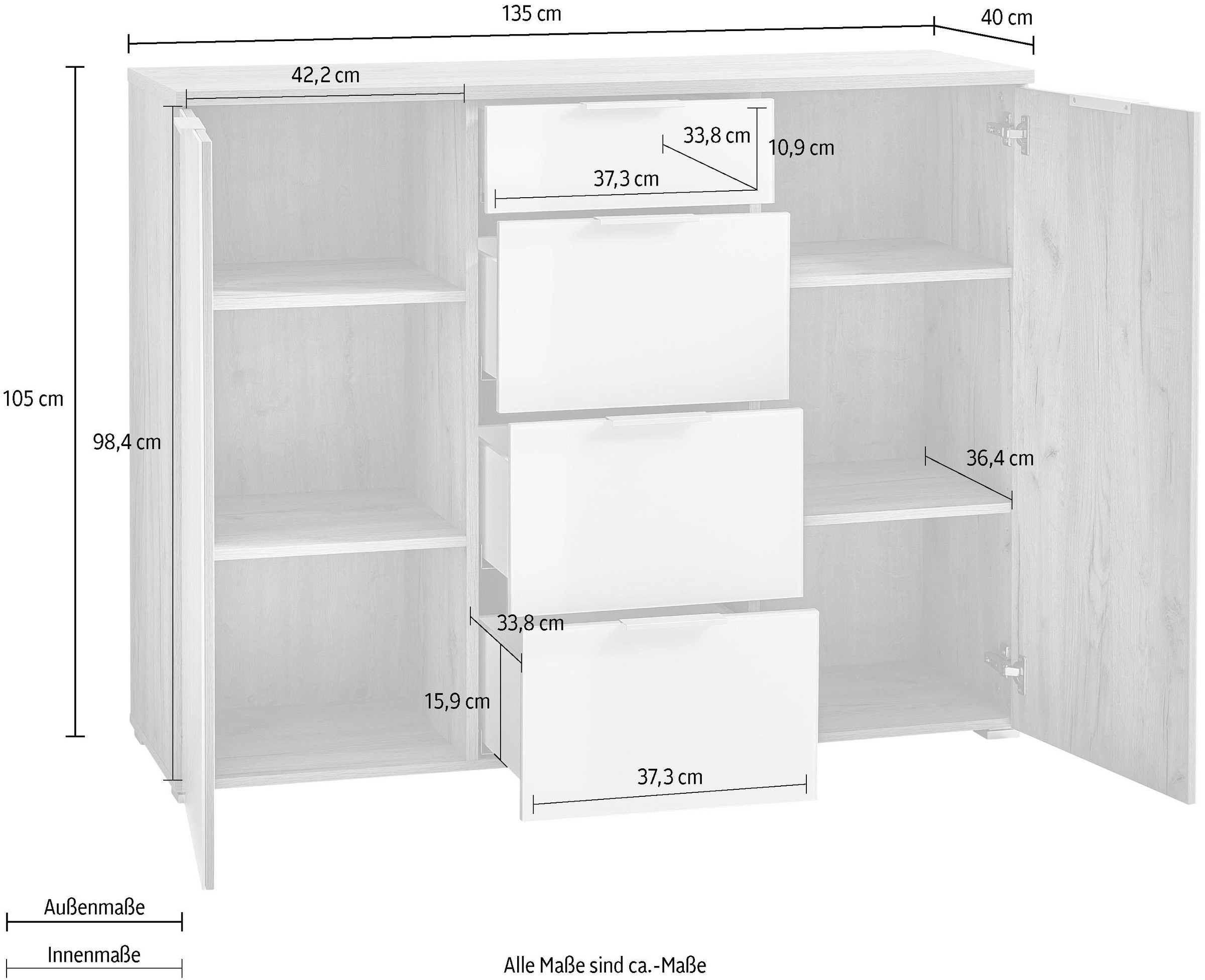 GERMANIA Sideboard »GW-Telde« Breite 135 cm
