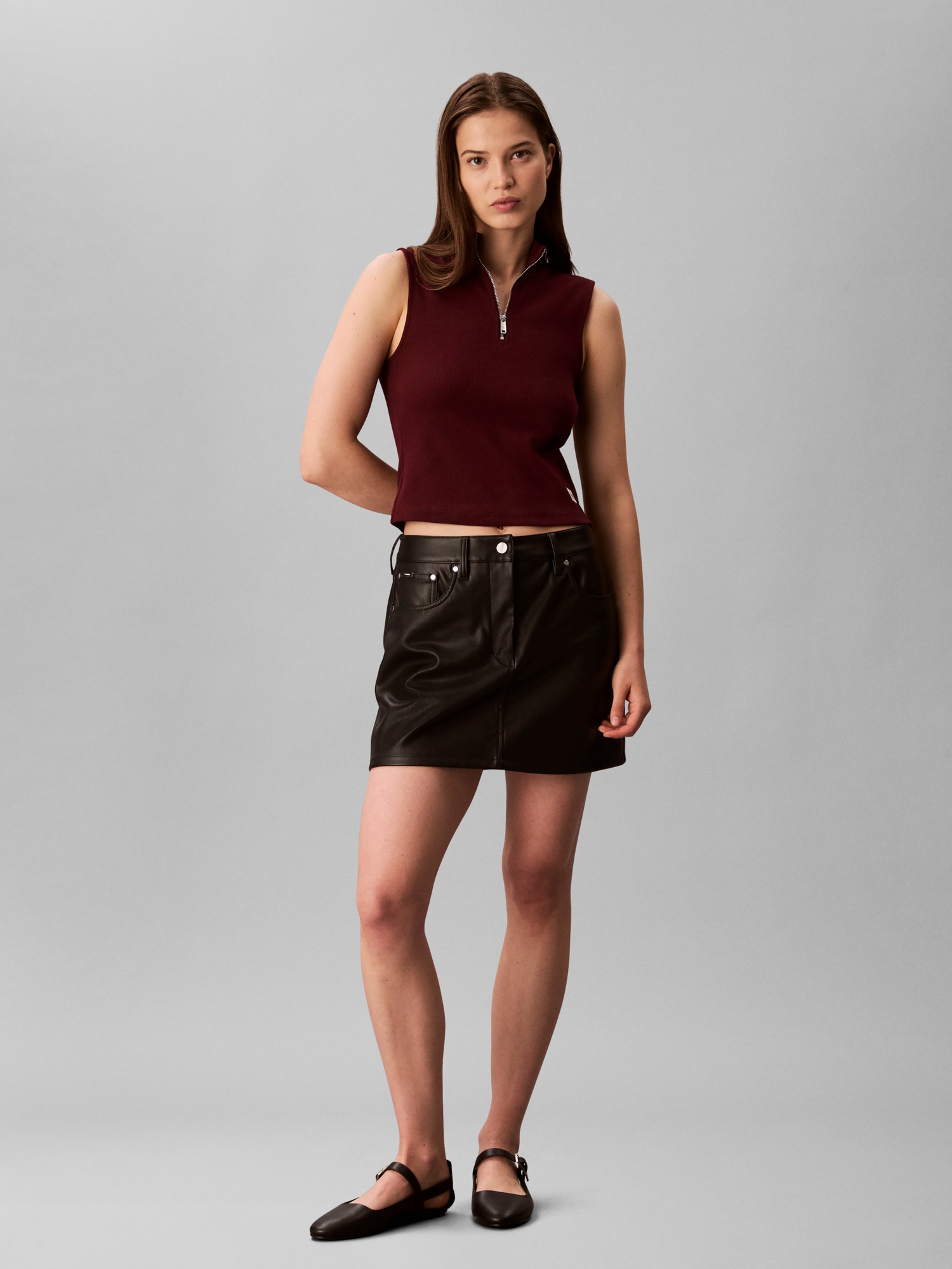 Calvin Klein Jeans Débardeur »A- WOVEN LABEL SL QZ TOP« Mit Rundhalsausschnitt