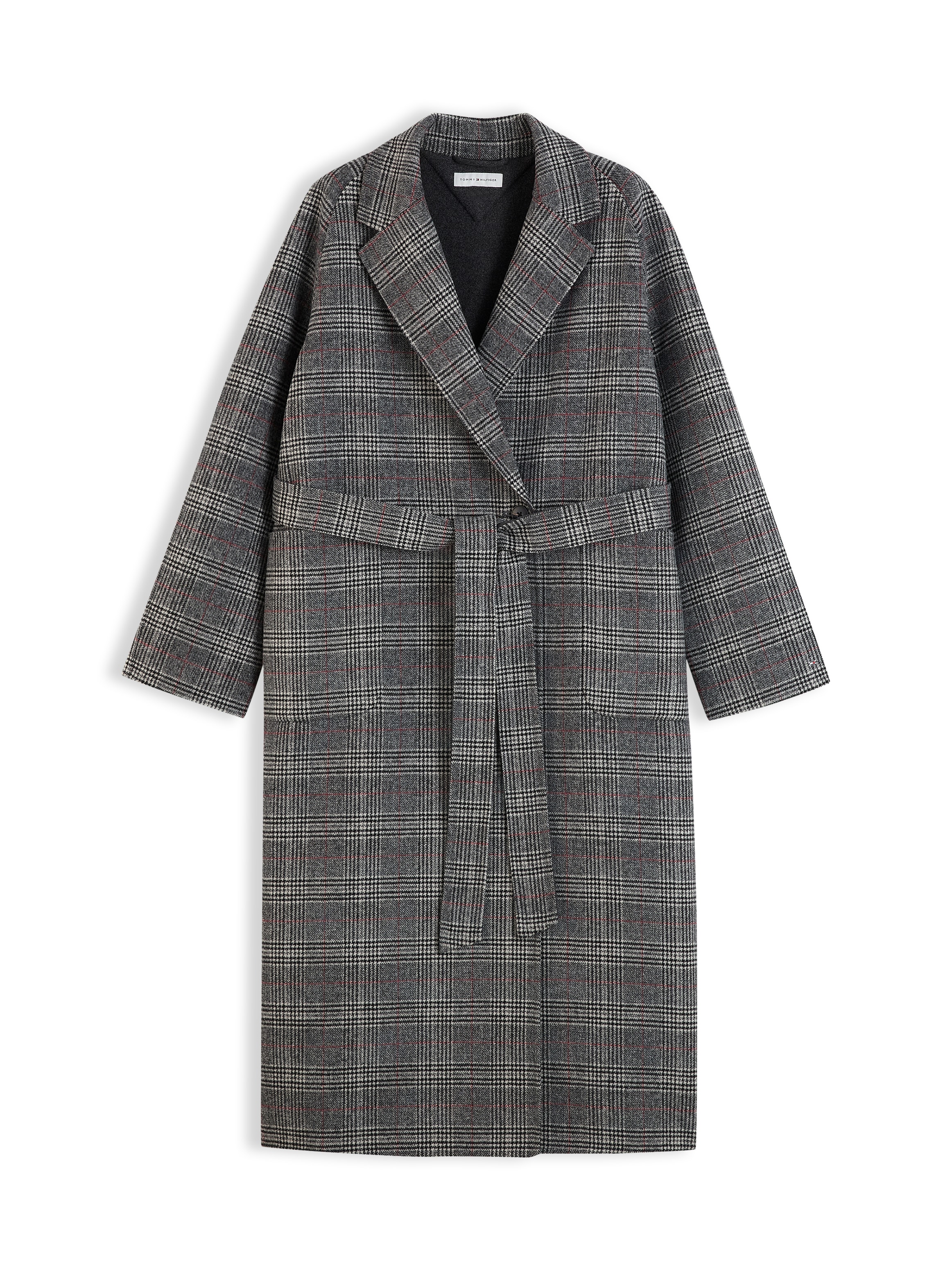 Tommy Hilfiger Manteau long »DF WOOL REG BELTED CHECKED COAT« Materialmix, mit Wolle