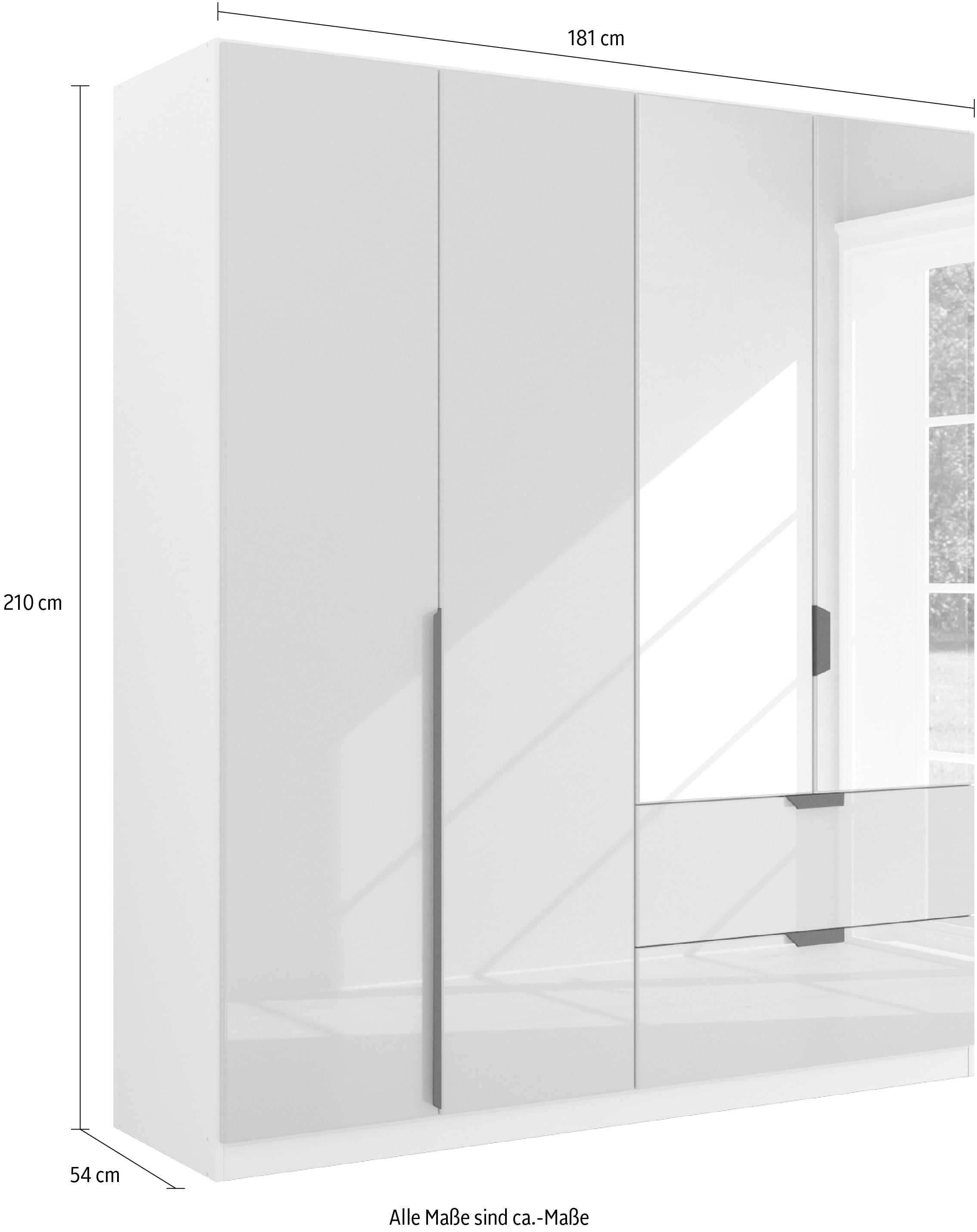 rauch Drehtürenschrank »Kleiderschrank Schrank Garderobe Ankleide MODERN BY QUADRA SPIN« Breiten: 181/226/271 cm, Höhe 210 cm,  mit Spiegel und hochwertiger Glasfront, Stangengriff MADE IN GERMANY