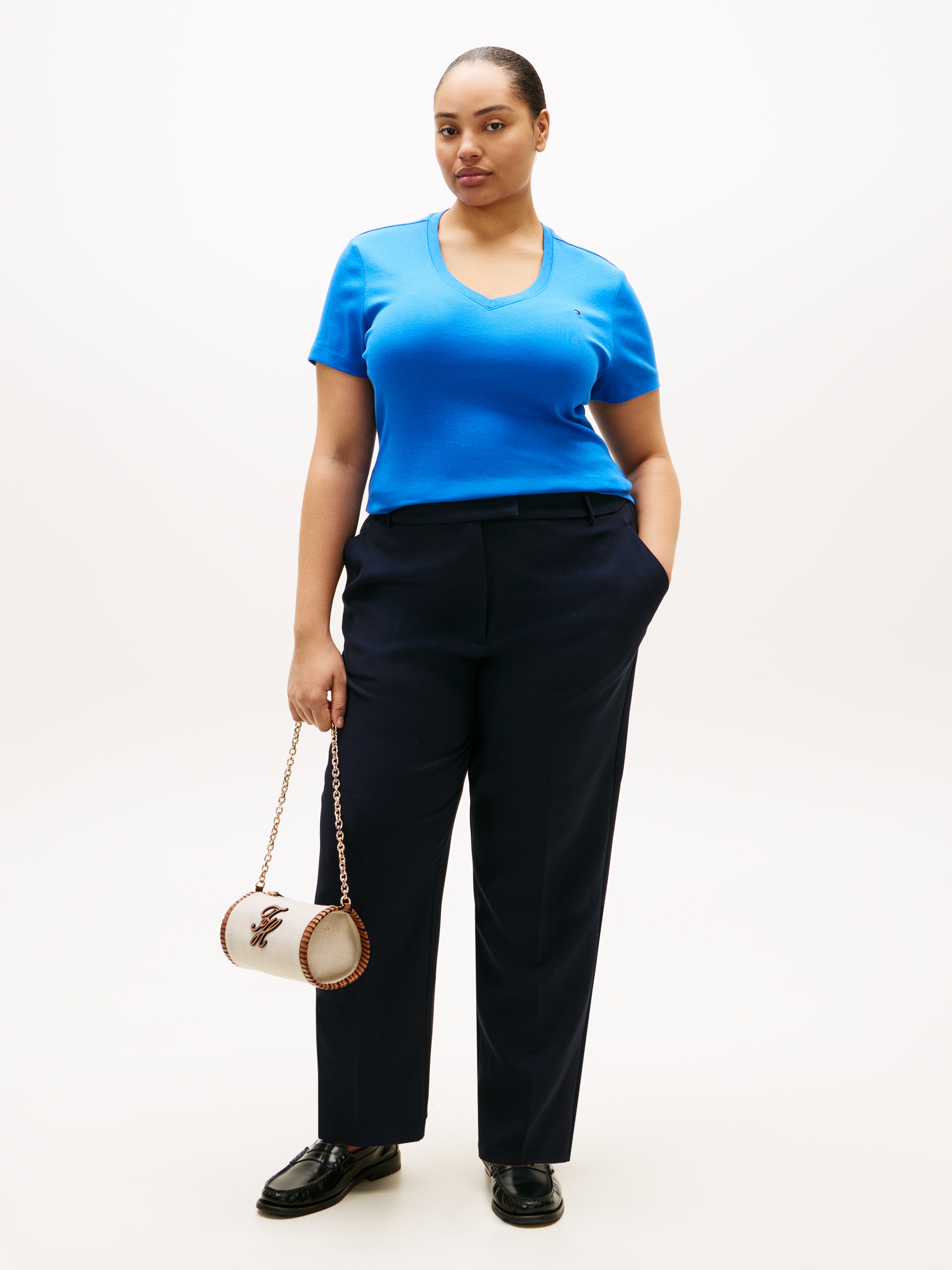 Tommy Hilfiger Curve T-shirt en V »CRV SLIM CODY V-NK SS« in grossen Grössen, Baumwoll-Qualität