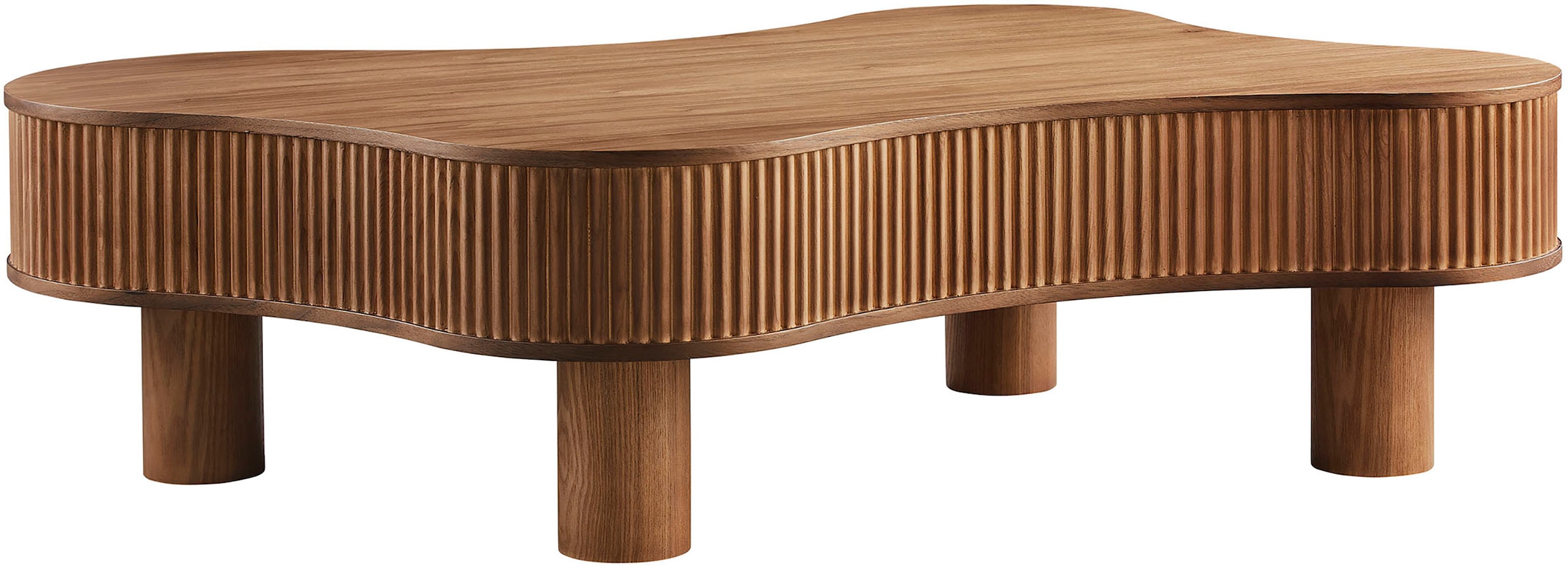 SalesFever Couchtisch »Wohnzimmertisch organisch mit Massivholz-Lamellen 115 x 75 cm« 1 Stk. tlg. Stilvoller & moderner Holztisch mit Echtholzfurnier