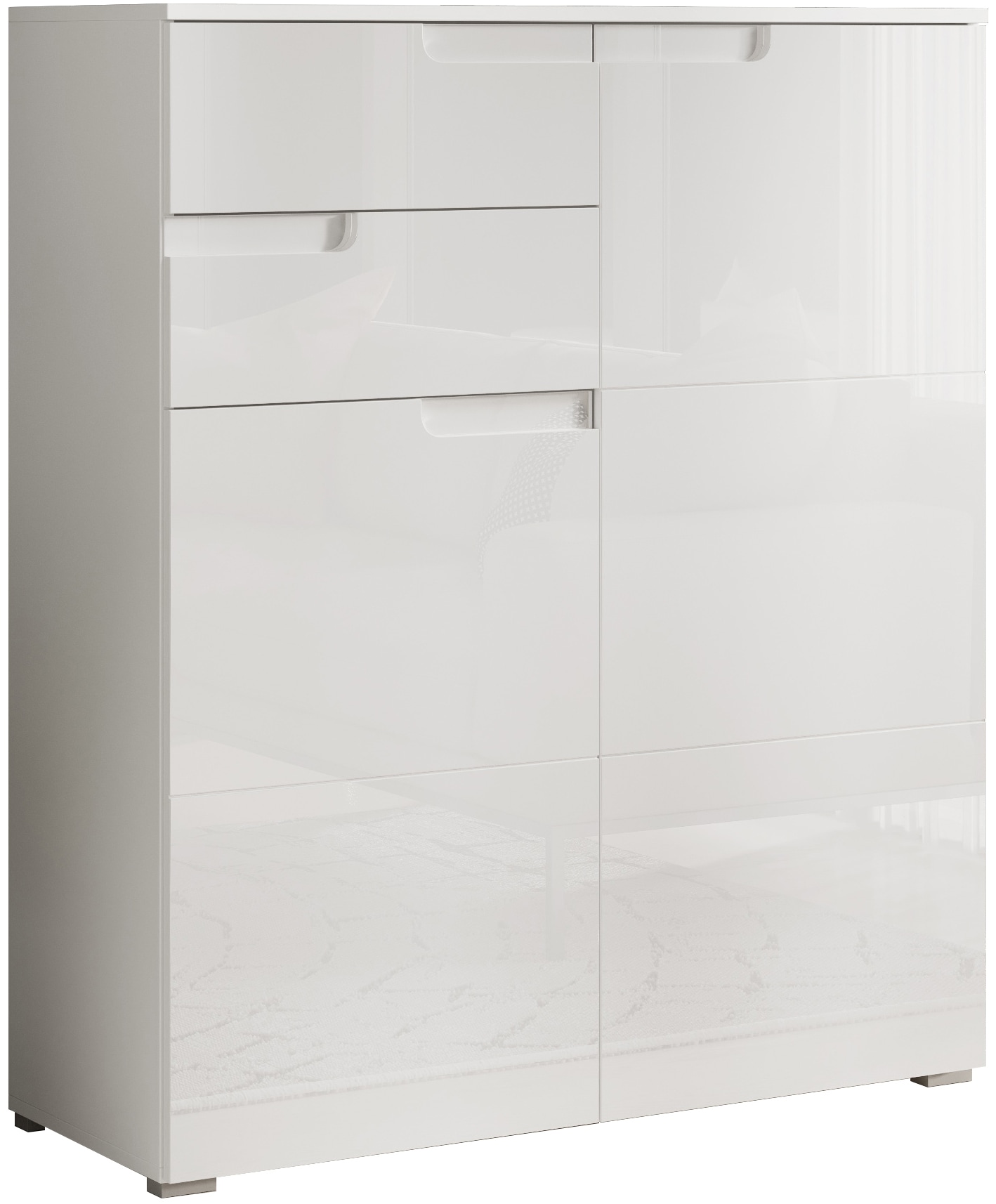 HBZ Kommode »Spice weiss hochglanz, BxHxT 100x80x40 cm« Kommode mit 2 Türen und 2 Einlegeböden