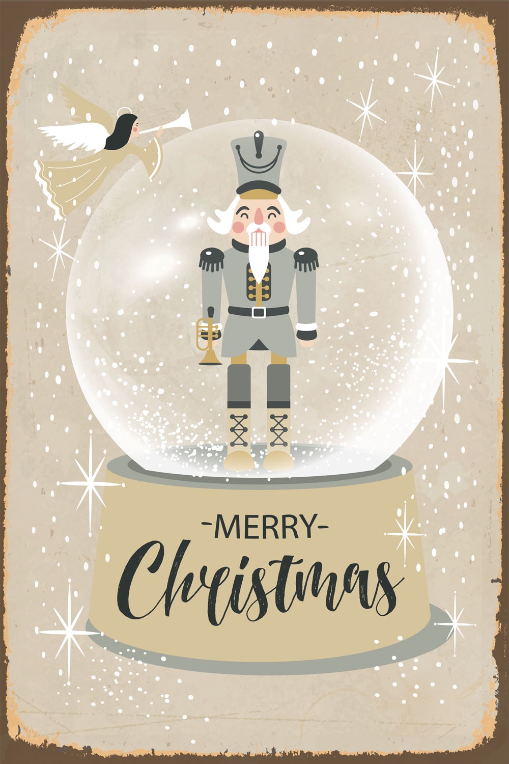 queence Alu-Dibond-Druck »Schneekugel« 1 Stk. tlg. Merry Christmas, Nussknacker Schild