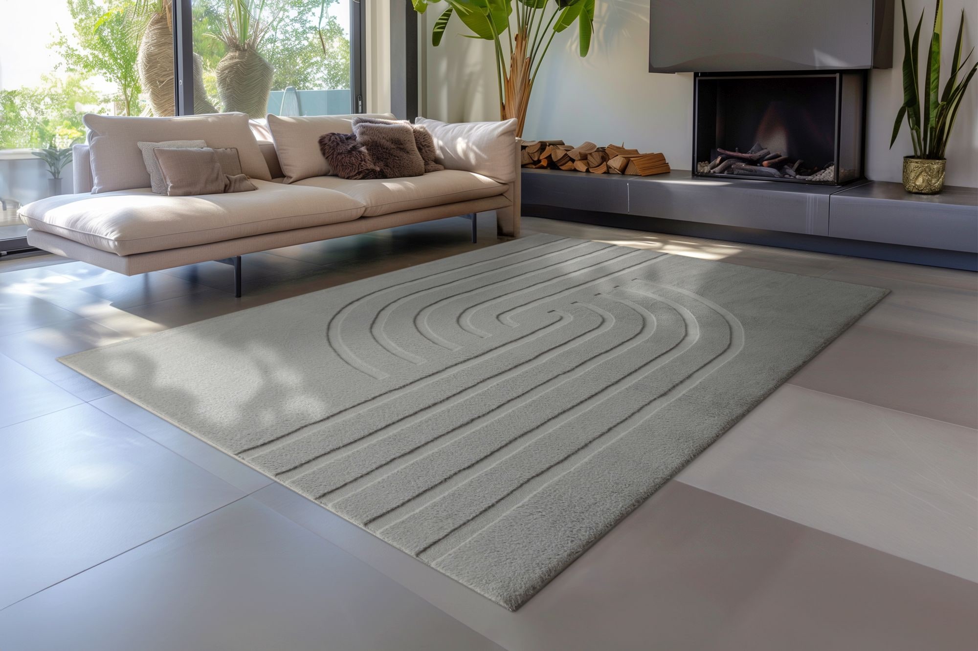 Obsession Tapis »Zen Deluxe 700« Rectangulaire 22 mm Höhe couleurs unies, design moderne, effet haut-bas, salon