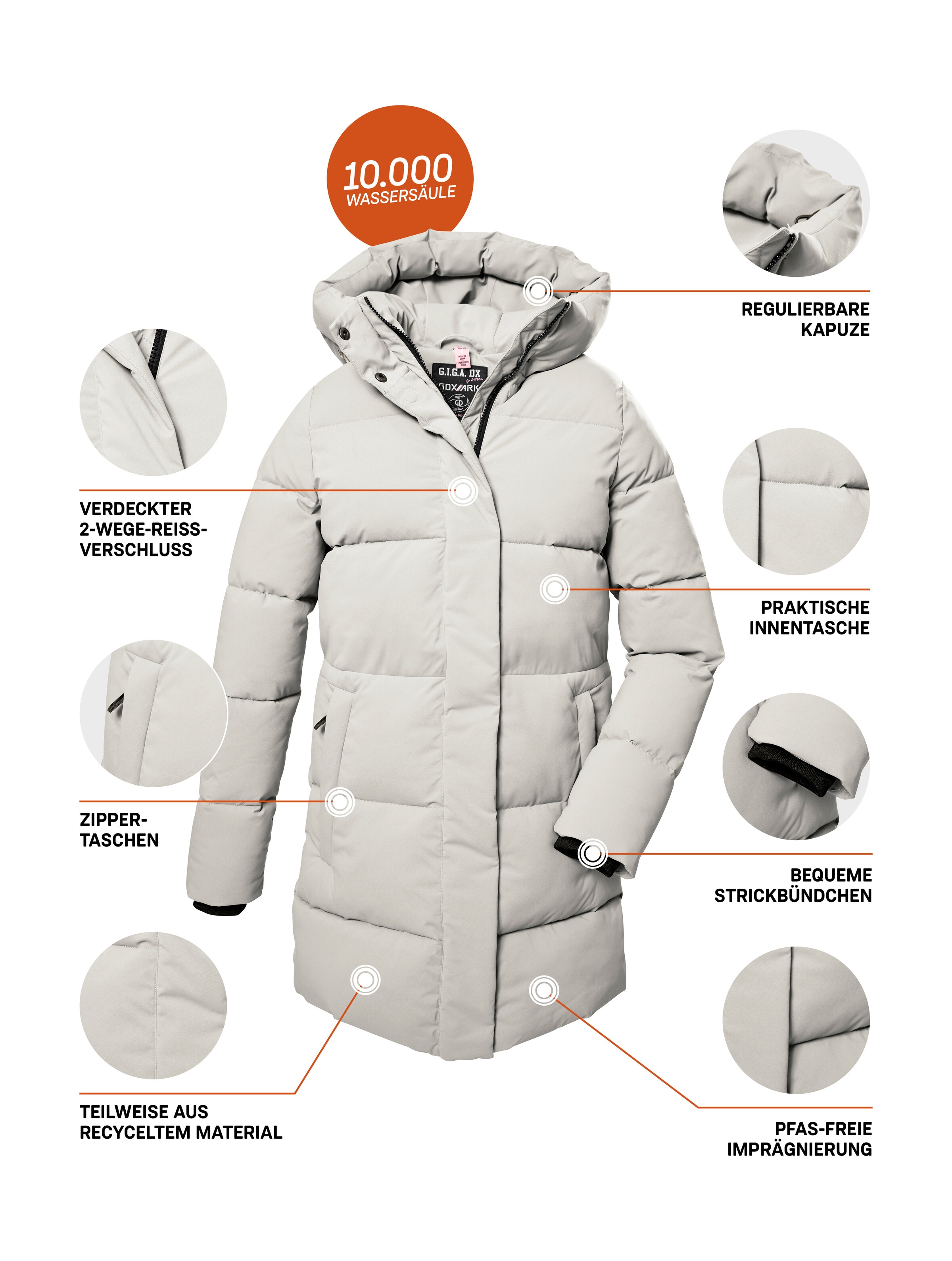 G.I.G.A. DX by killtec Manteau matelassé »GW 1 WMN QLTD PRK« Damen Steppparka, winddicht, wasserabweisend, 10.000 mm Wassersäule