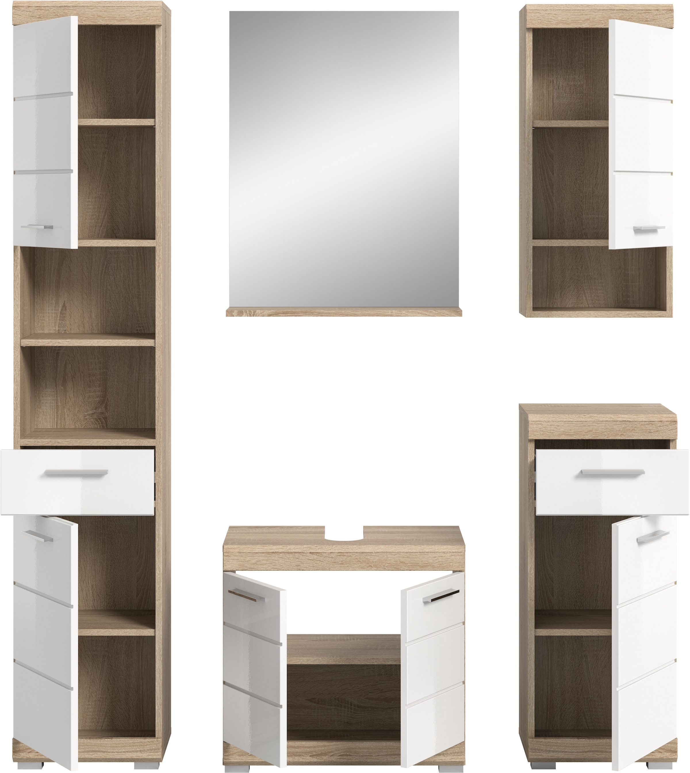 welltime Badmöbel-Set »Siena, 5 teilig, bestehend aus:« Set, TOPSELLER!, 5 Stk. tlg.