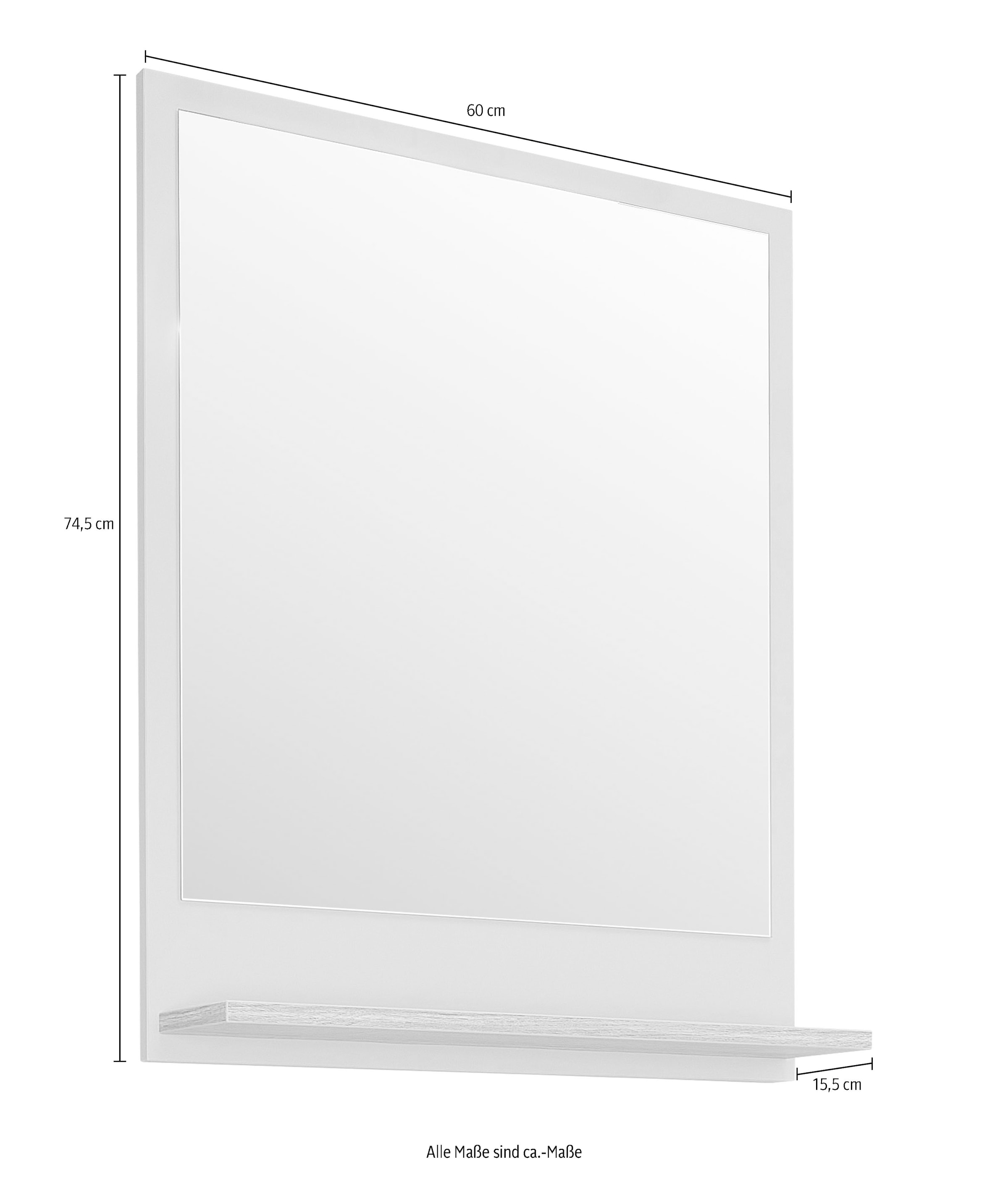 Saphir Badspiegel »Quickset 963 Spiegel mit Ablage, 60 cm breit, 74,5 cm hoch« Flächenspiegel Salbei Nachbildung, Riviera Eiche quer Nachbildung