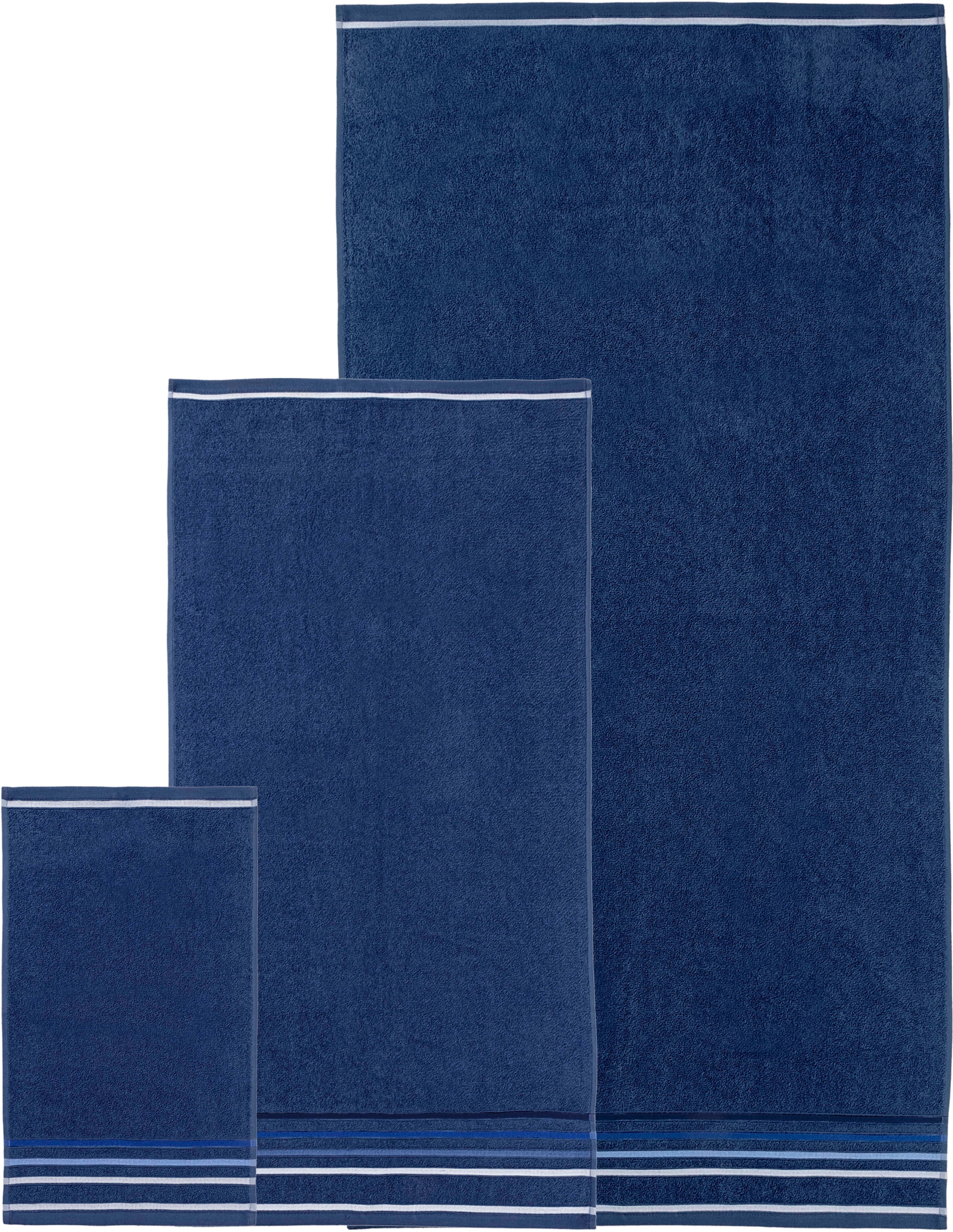 my home Set de serviettes »Niki, Duschtuch, Handtücher und Gästetücher« Set Frottee en feutre Handtücher mit mehrfarbiger Streifenbordüre, weich, aus 100% Baumwolle