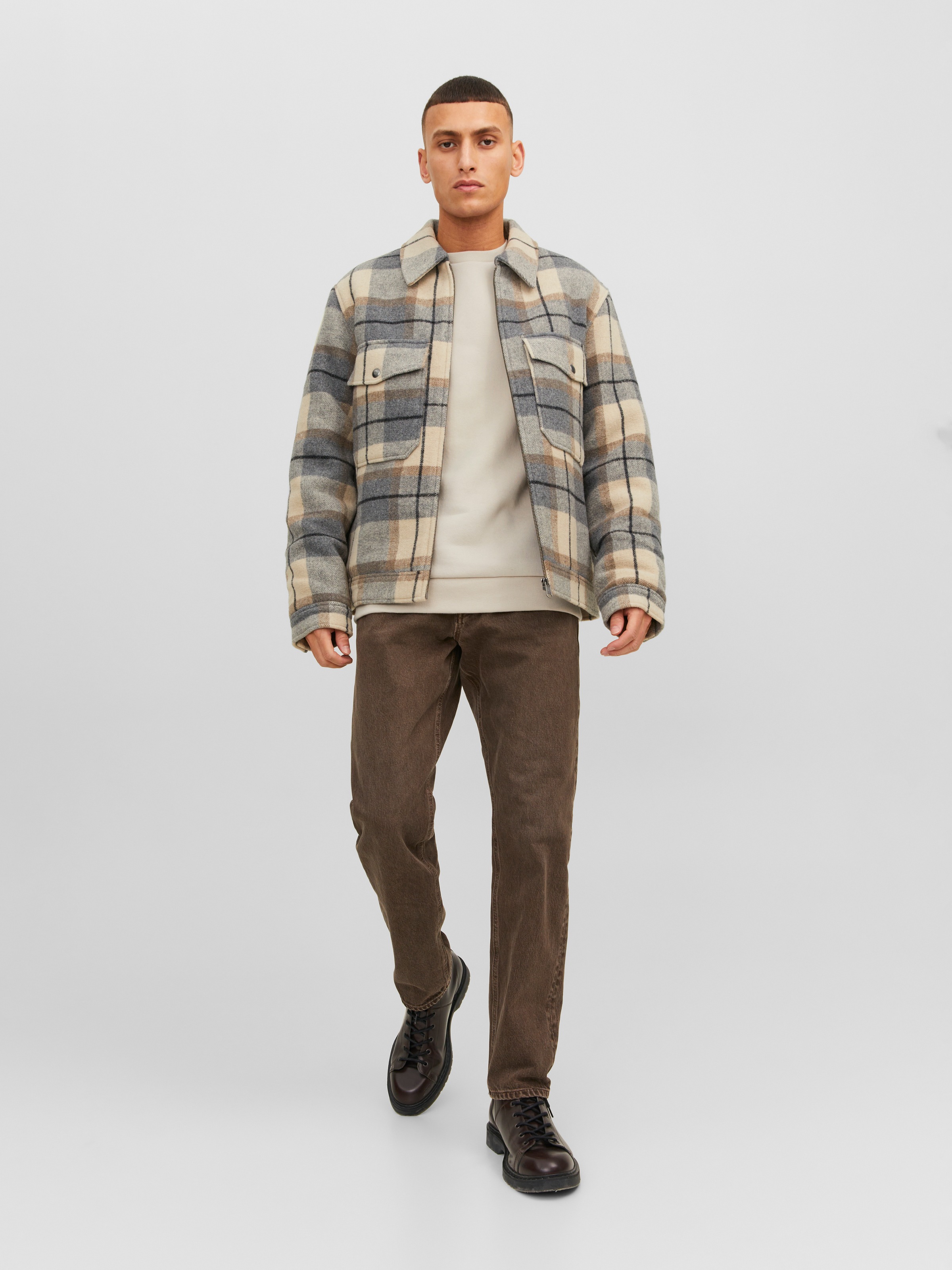 Jack & Jones Sweat-shirt »JJEBRADLEY  mit Rippbündchen für Alltag und Freizeit«, mélange de matières, coupe décontractée
