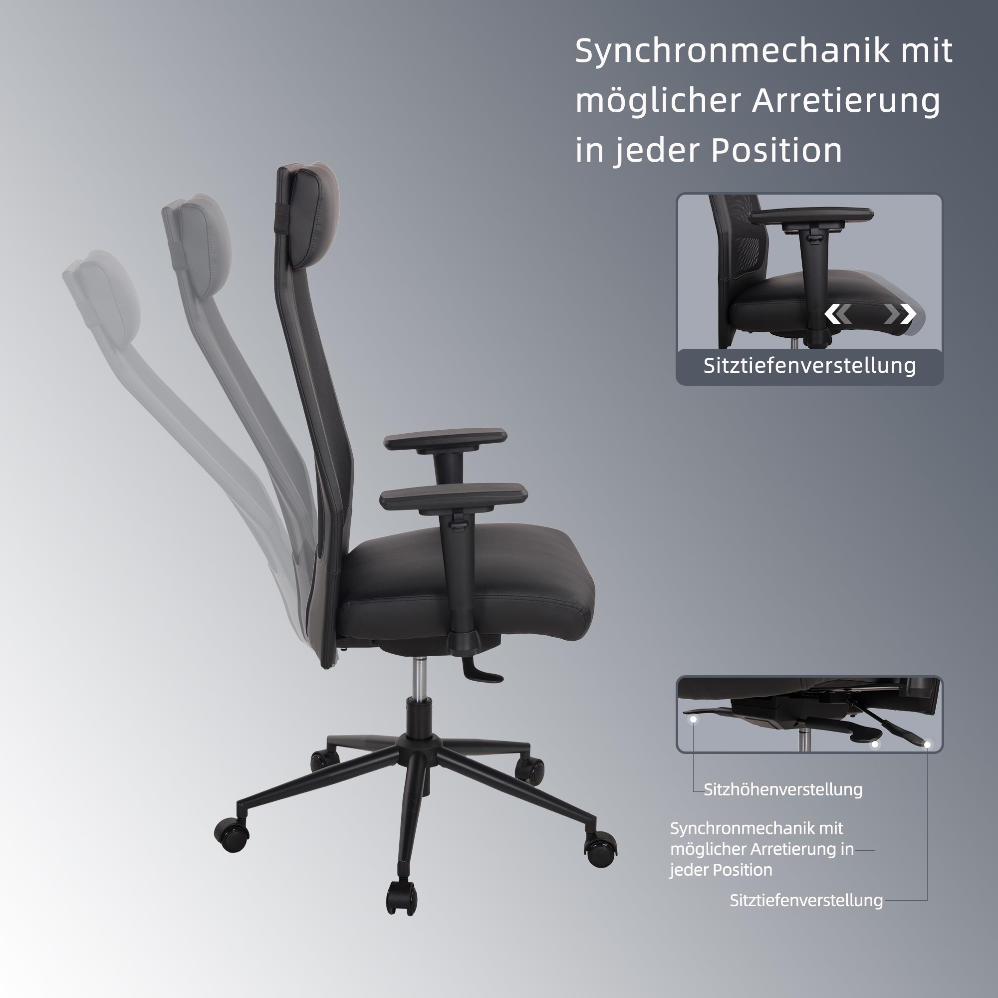 Duo Collection Chaise de bureau »SERRIA« () 1 cuisAccoudoirs 3D, réglage profondeur et hauteur d'assise, coussin cervical