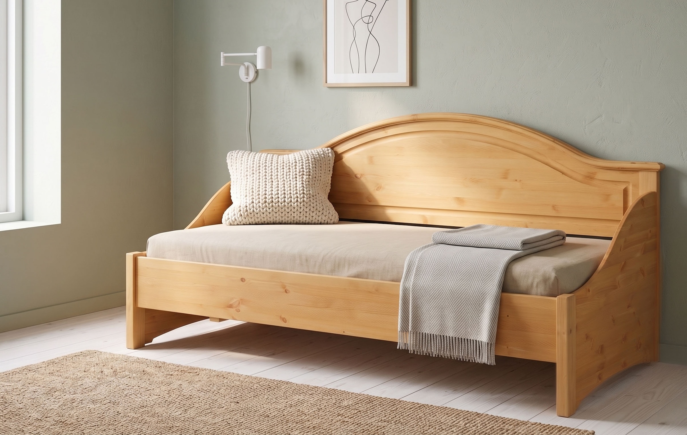 GOODproduct Lit de jour »Konrad« stabile Konstruktion aus massiver Kiefer, mit Rollrost