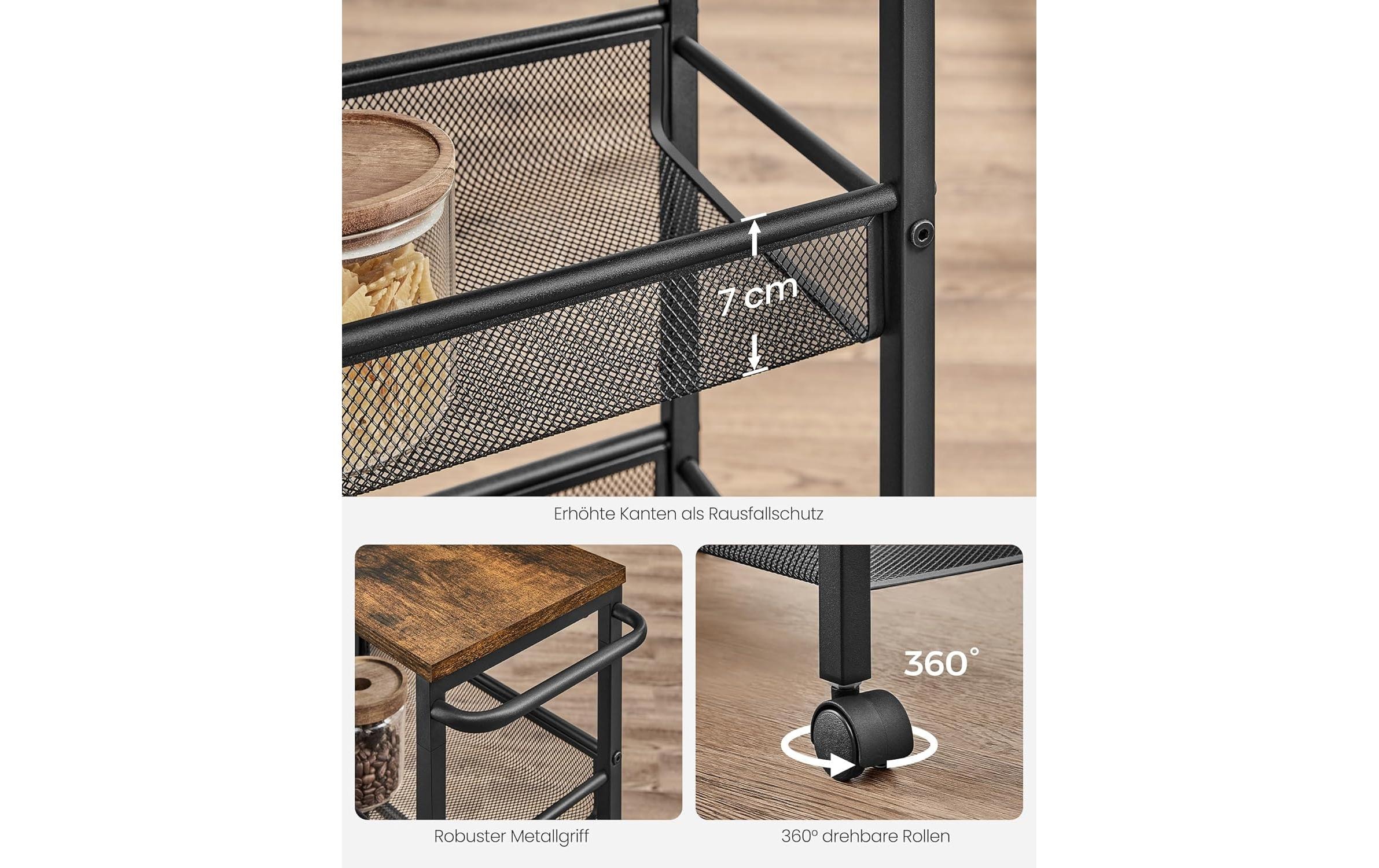 VASAGLE Rollwagen »Industrial 45.4 x 77 x 13 cm«