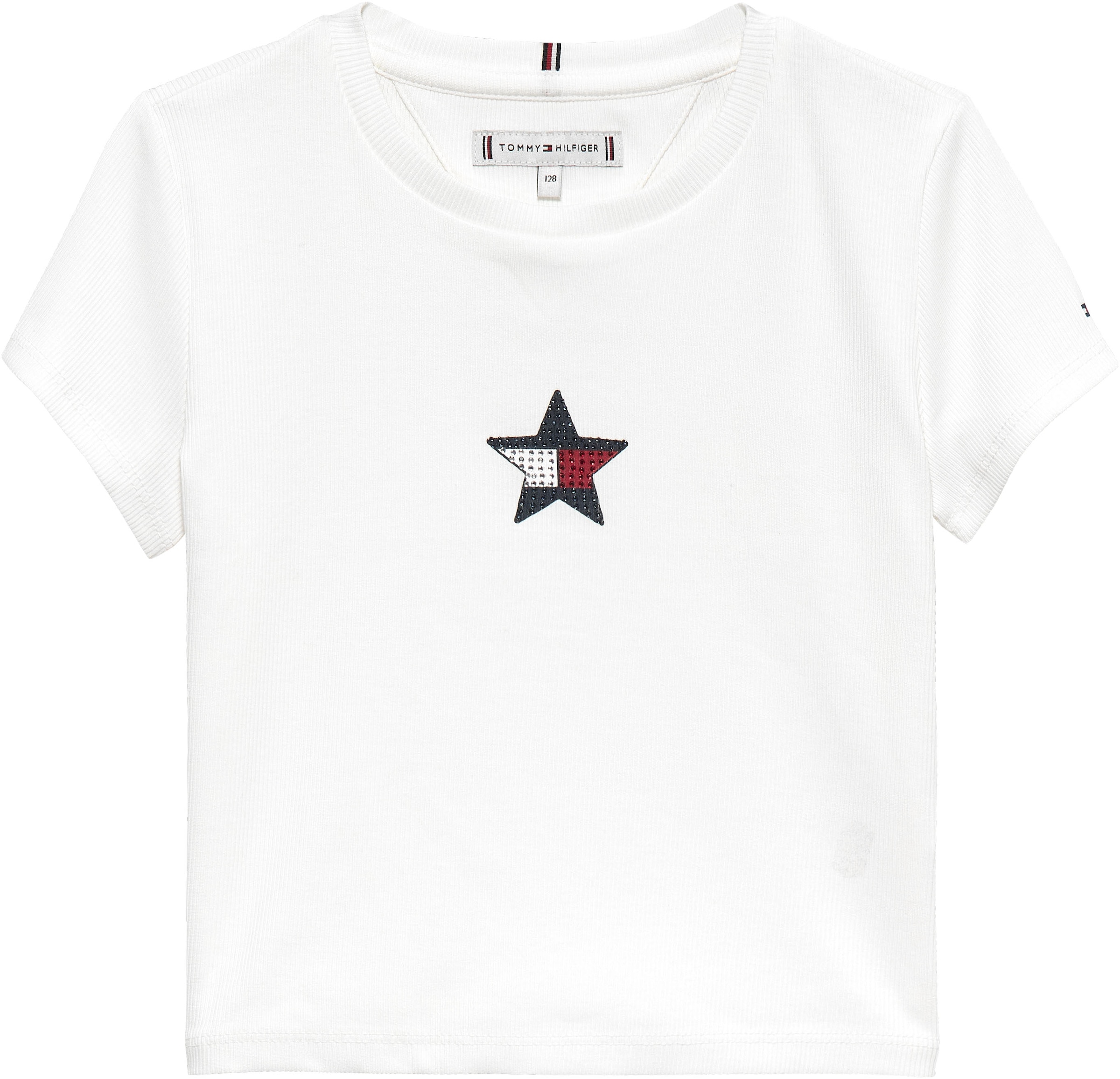 Tommy Hilfiger T-Shirt »STAR FLAG TEE SHORT SLEEVE« Kinder bis 16 Jahre, Logo mit Strass-Steinen