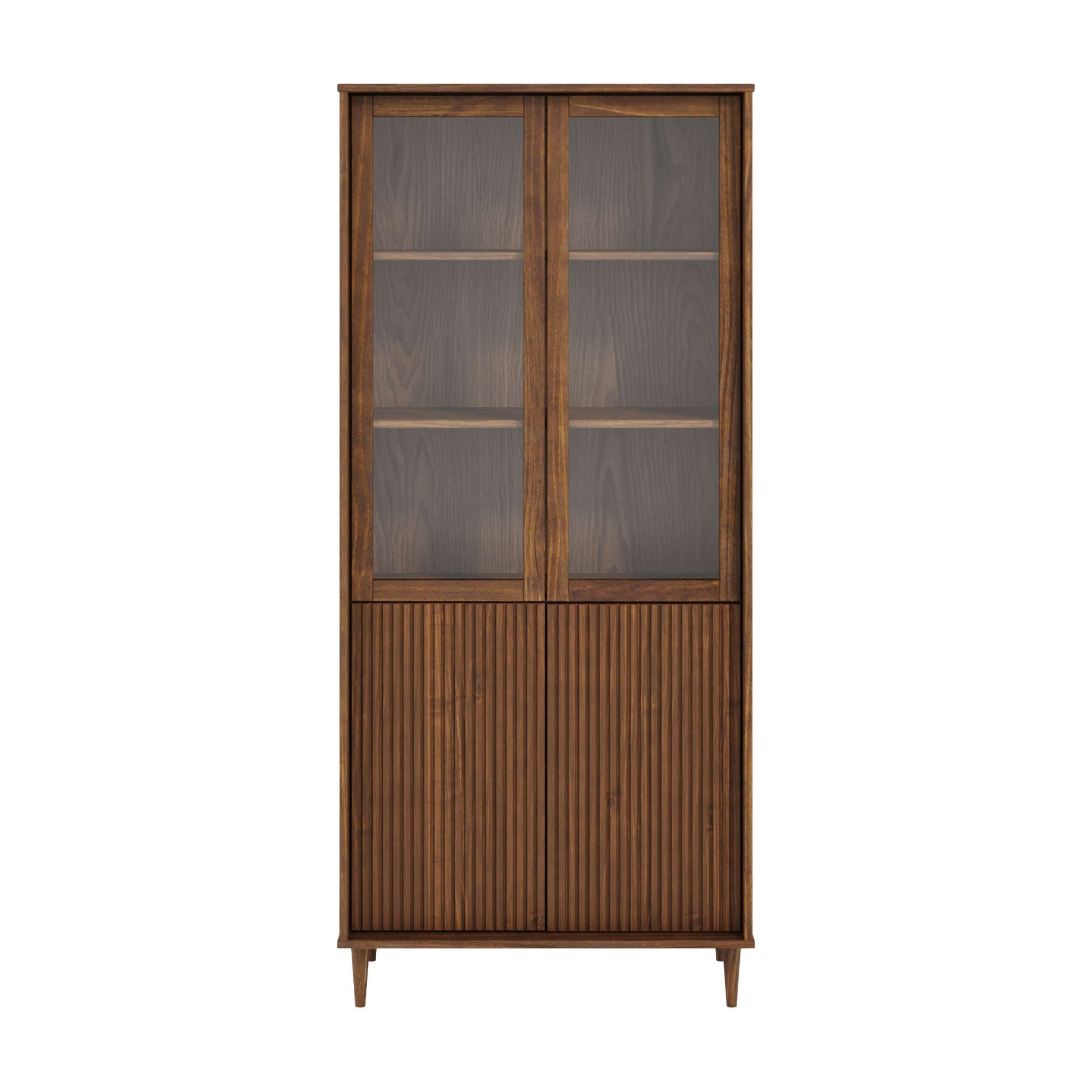 GOODproduct Vitrine »Malmedy Front mit gefrästen Rillen« aus massivem Kiefernholz, Push-to-open, FSC, Breite 80 cm, Höhe 180 cm