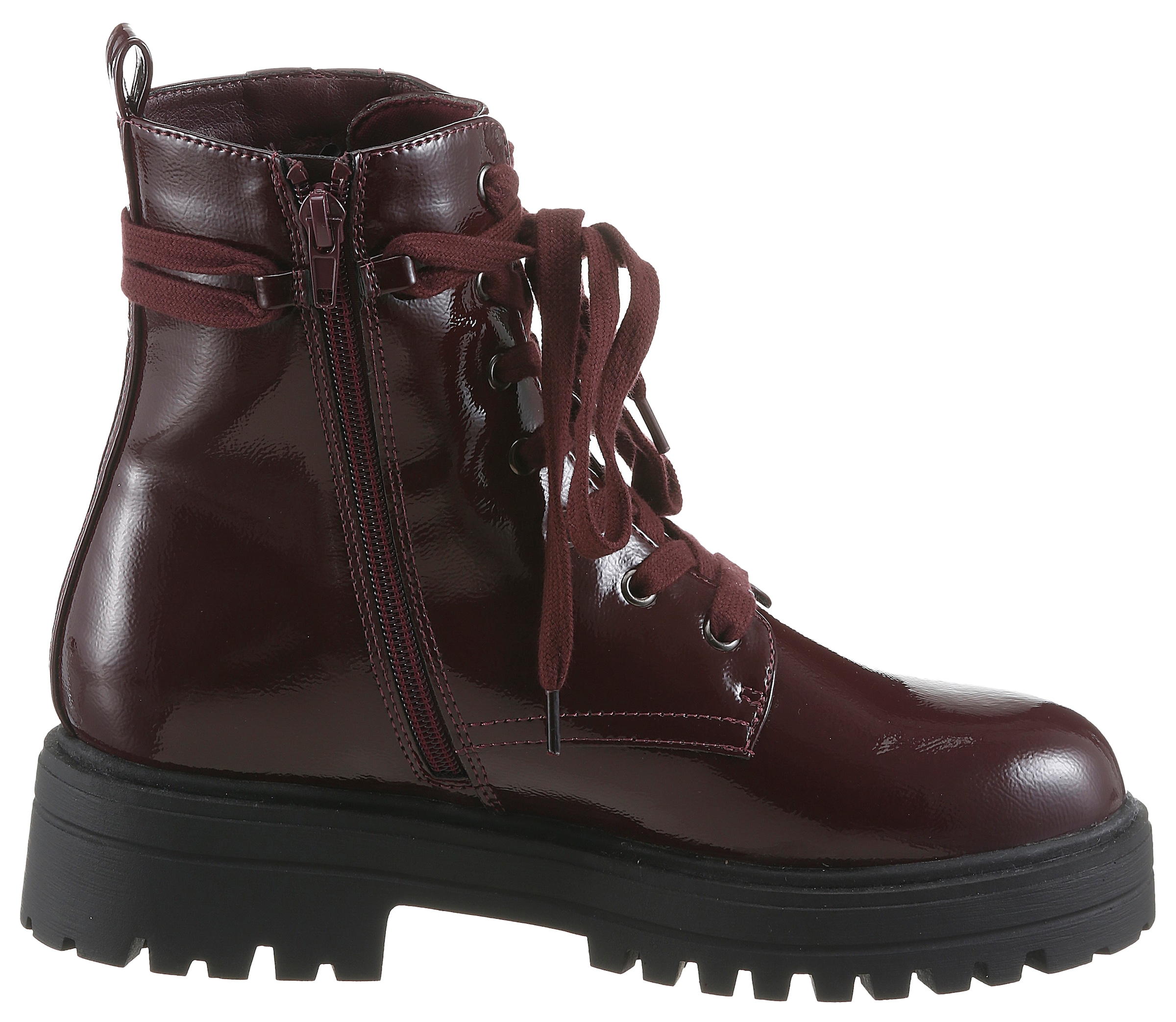 Aniston SHOES Schnürboots  Ankle Boots mit Reissverschluss, in Glanz-Optik - NEUE KOLLEKTION