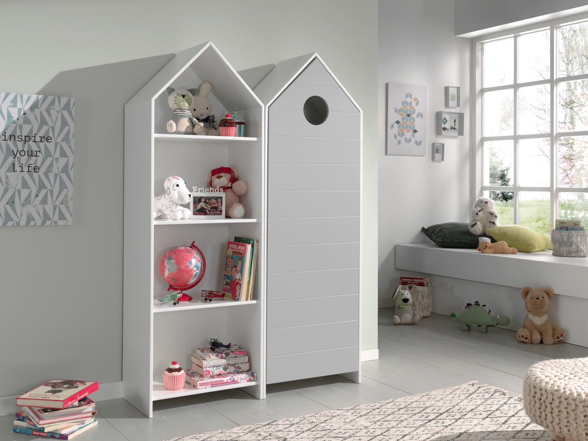 Vipack Set de chambre d'adolescent »Casami, best. aus 1 Schrank mit Drehtür, 1 Regalschrank, TOP modern« Ensemble, L/H/P env. 115,2x171,3x37 cm, différentes combinaisons de couleurs disponibles, 2 cuis tlg.
