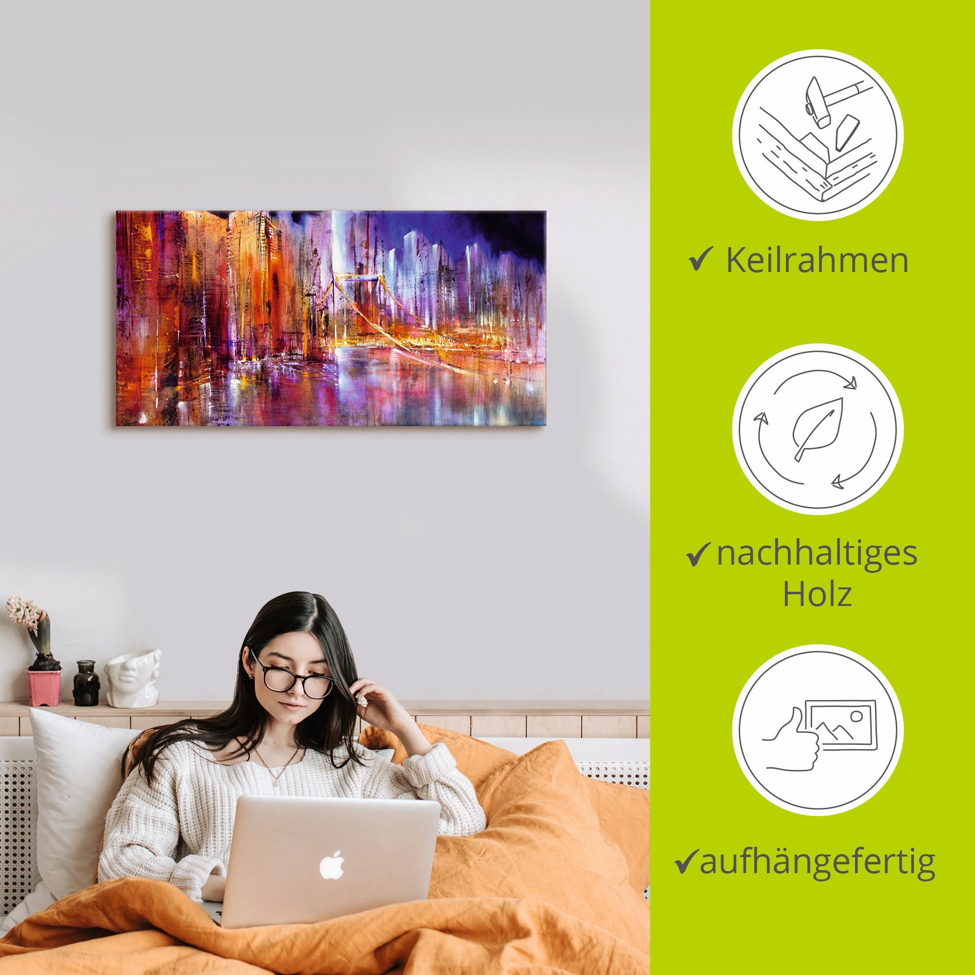 Artland Tableau sur toile »Stadtansicht II« 1 cuis tlg. auf Holzrahmen gespannt