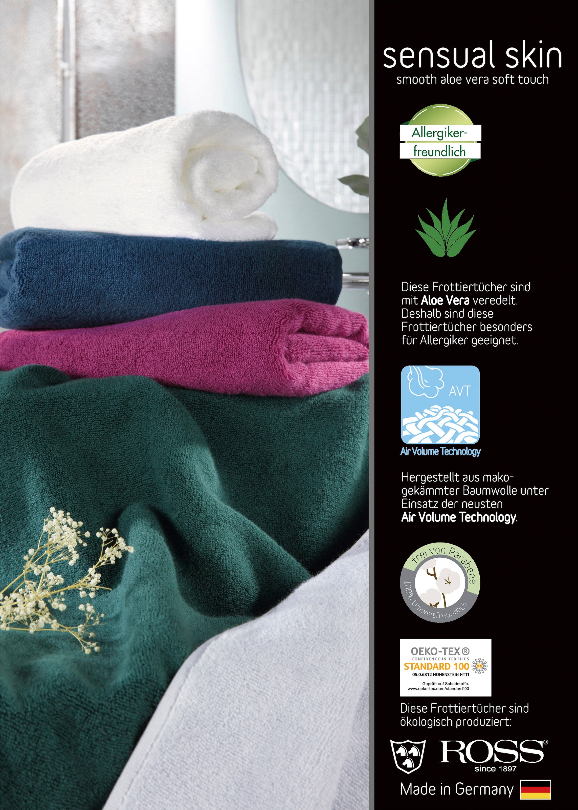 ROSS Gant de toilette »Sensual Skin« mit Aloe-Vera-Öl veredelt
