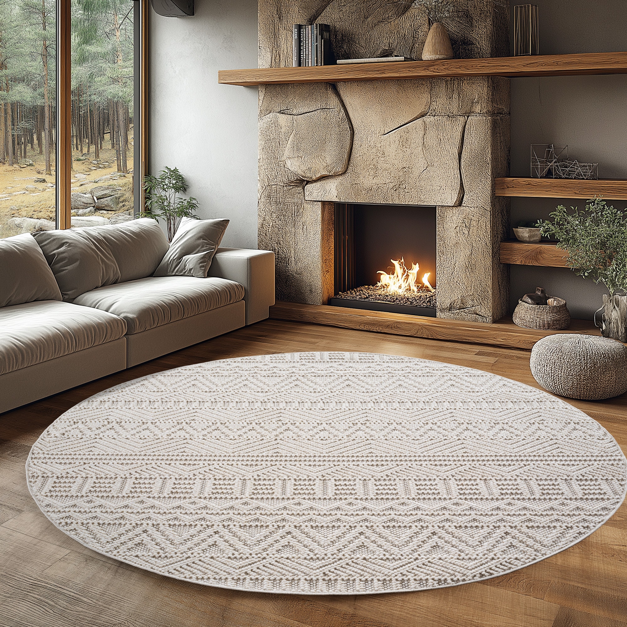 Ayyildiz Teppiche Tapis »HELIX 2202  , auch als Läufer und Rund erhältlich« Rond 7 mm Höhe Effet 3D grâce à la technique de tissage cut-loop, aspect laine, bouclé, salon