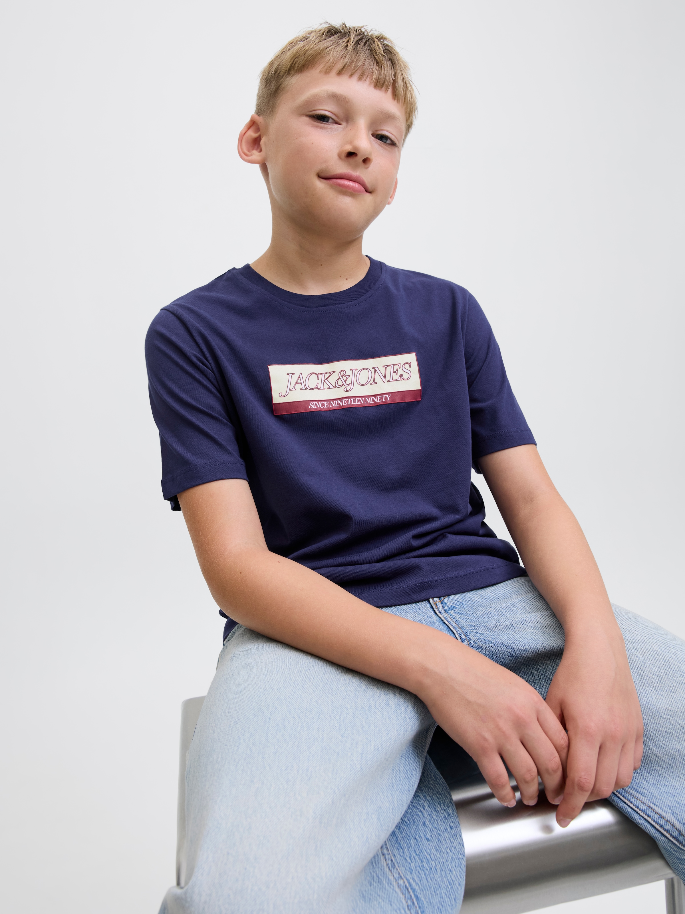 Jack & Jones Junior T-Shirt »JORINWOOD BLOCK BRAND TEE SS CN NOOS JNR«