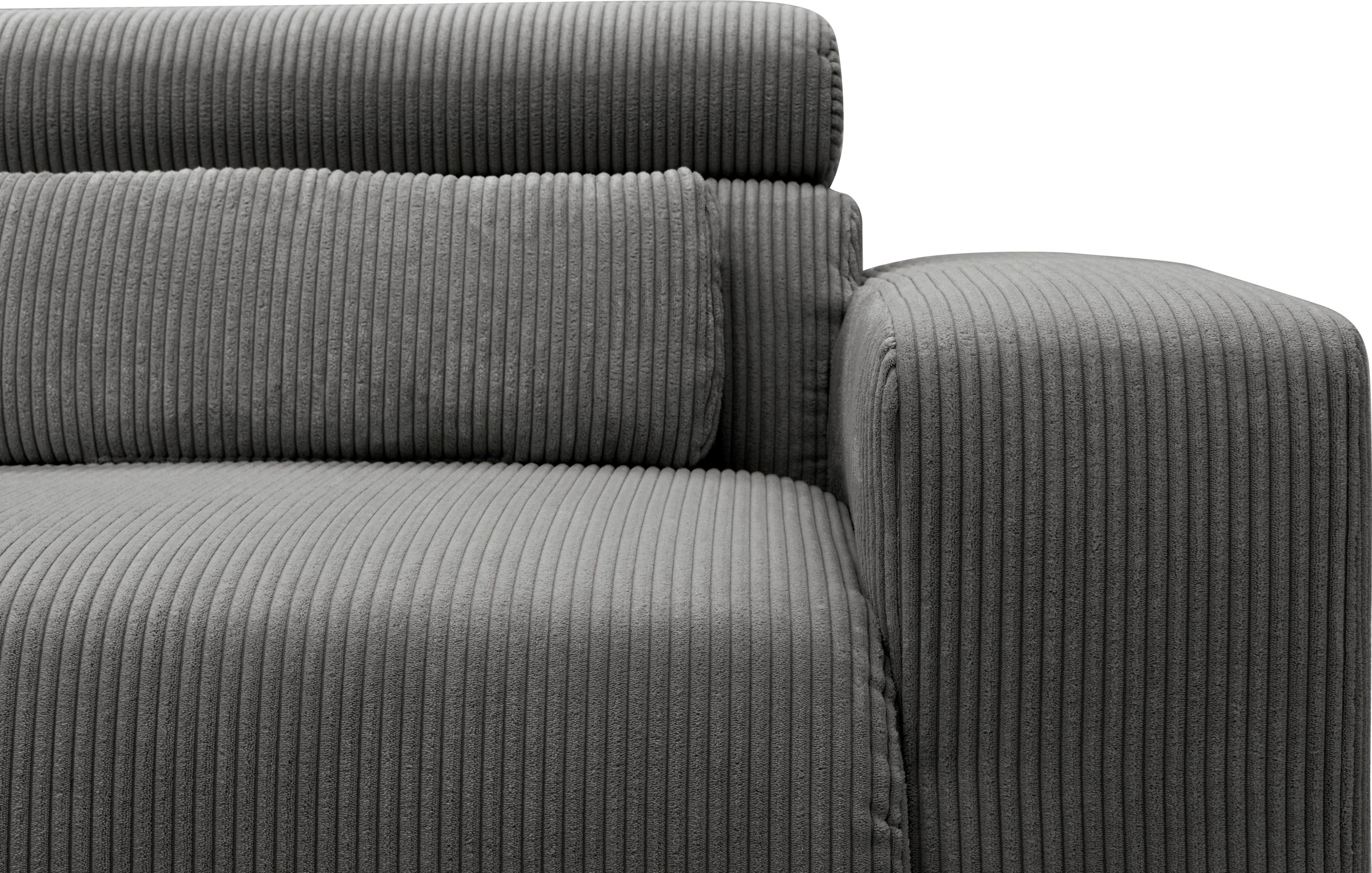 DOMO collection Ecksofa »BRANDON inkl. Kopfteilverstellung,  214x100x80 cm, L-Form« Cord, grau