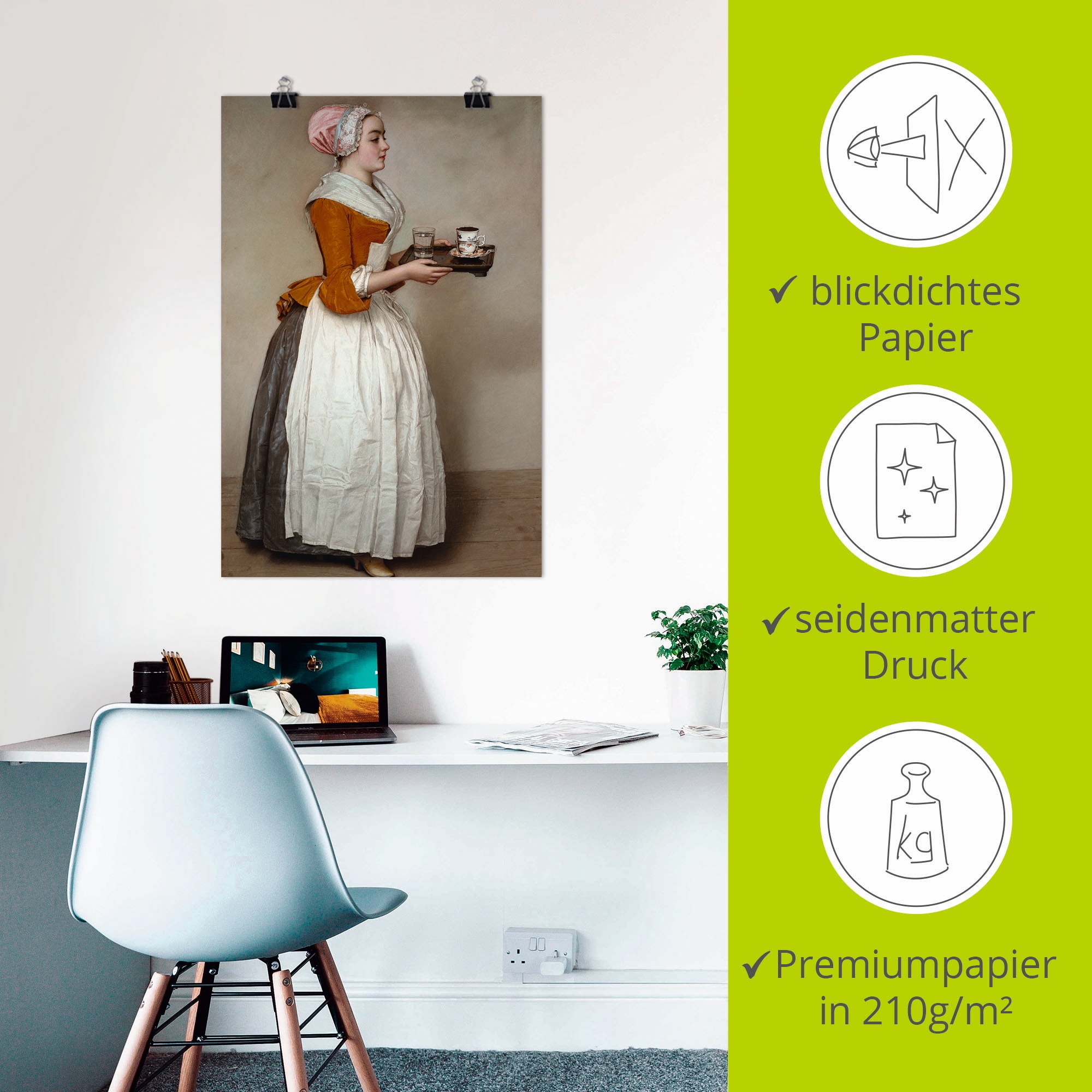 Artland Wandbild »Das Schokoladenmädchen. Um 1744/45« Frau 1 Stk. tlg. als Alubild, Outdoorbild, Leinwandbild, Poster, Wandaufkleber