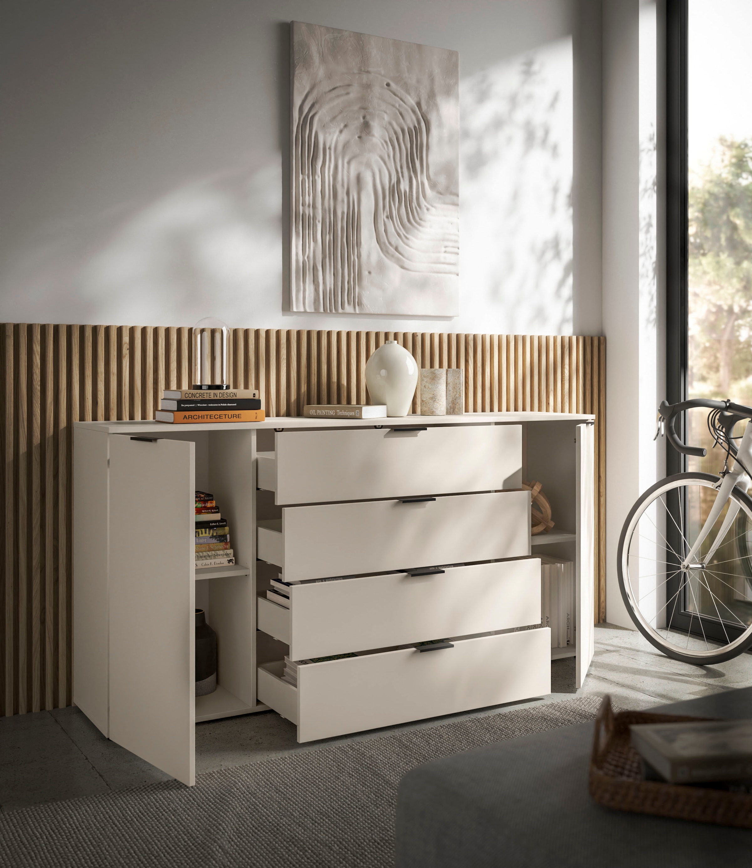 HBZ Sideboard »Linz Kommode, BxHxT 180x90x40cm« 1 Stk. tlg. Breite 180cm,Lip-Griff, Melaminbeschichtung
