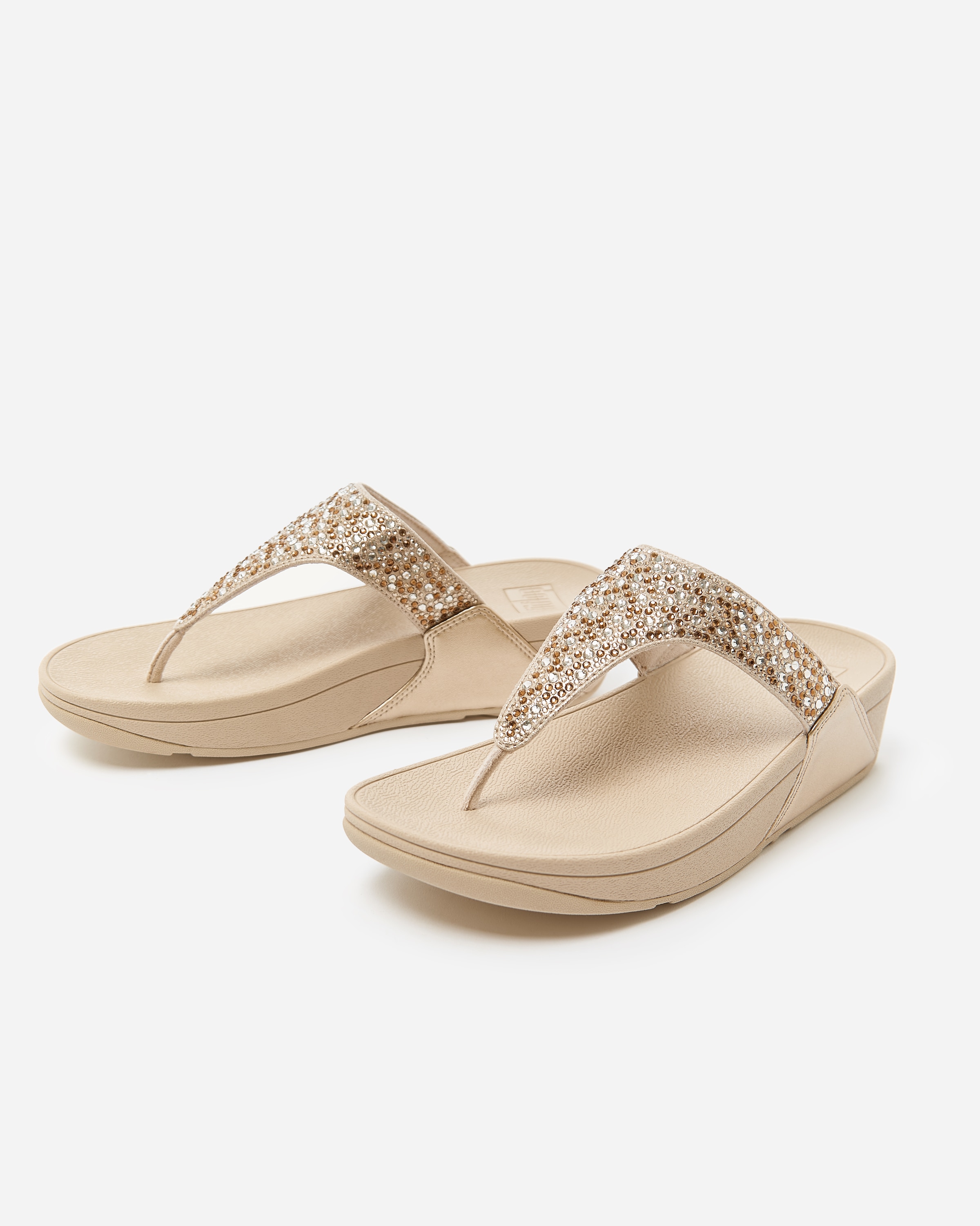 Fitflop Séparateur d'orteils »LULU CRYSTAL-MIX METALLIC TOE-POST SANDALS«  Compensé, chaussure plateforme, Dianette avec strass multicolores