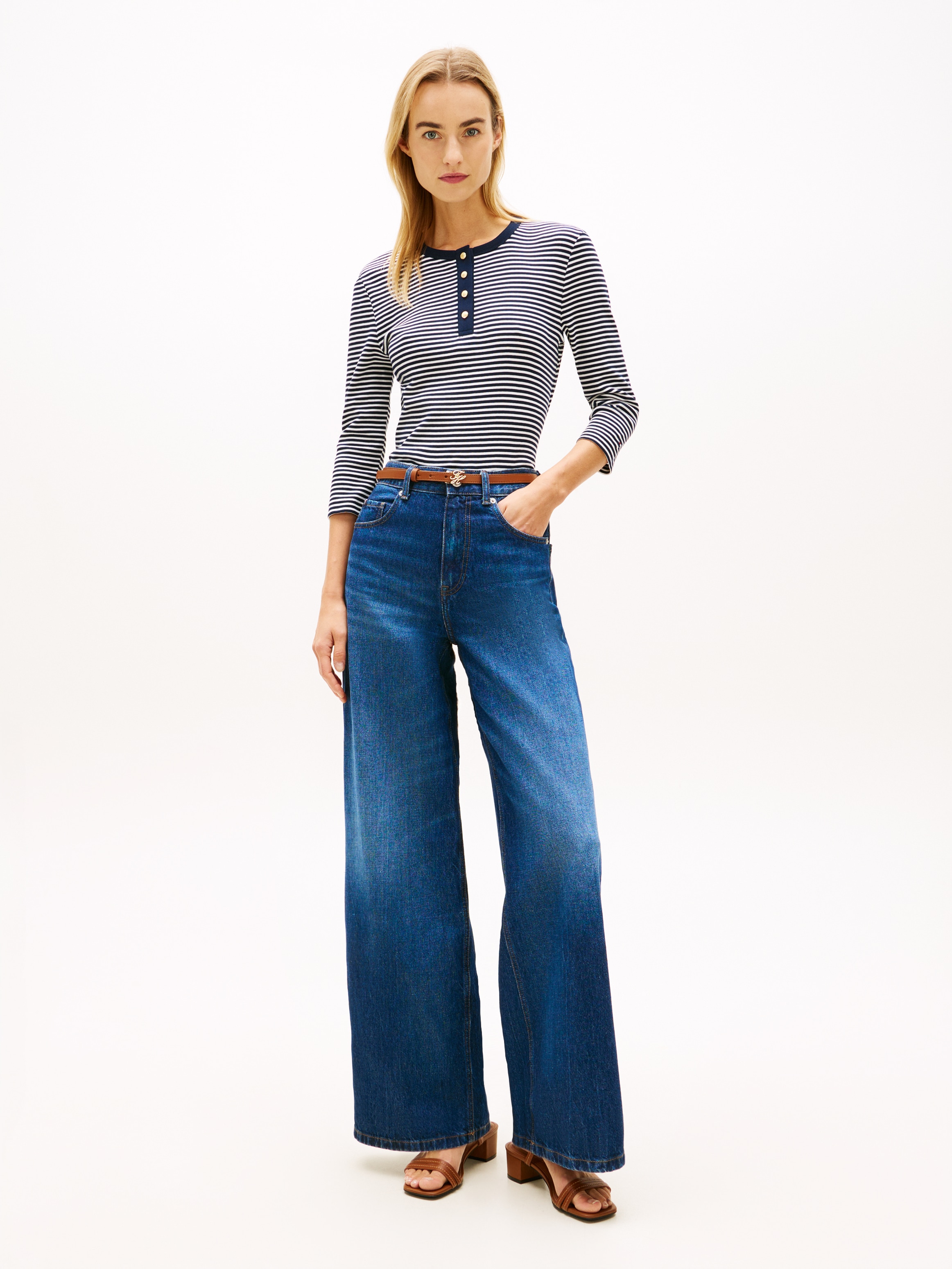 Tommy Hilfiger Langarmshirt »GOLD BUTTON SLIM HENLEY 3/4«