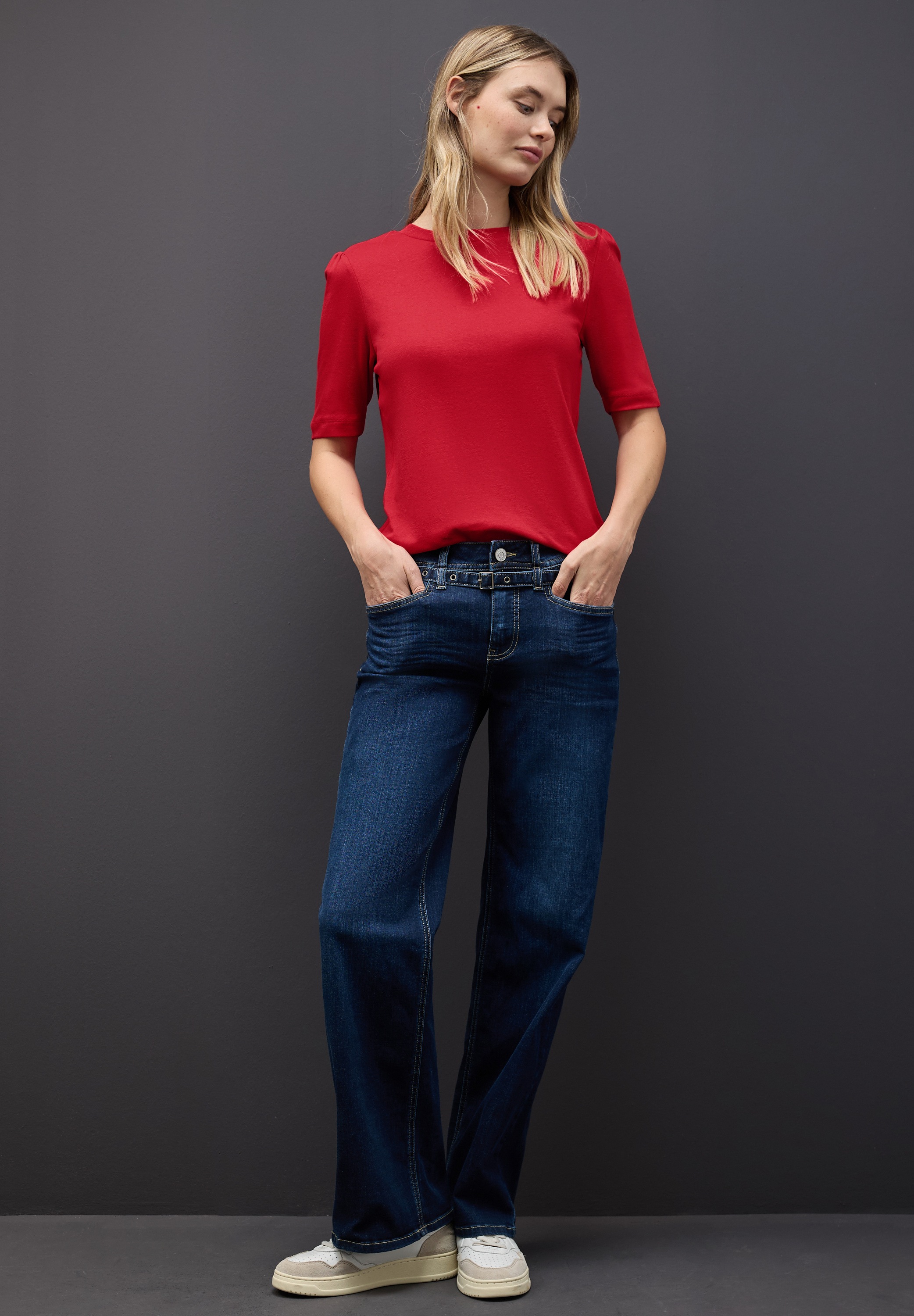 STREET ONE T-shirt mit Raffung an den Schultern