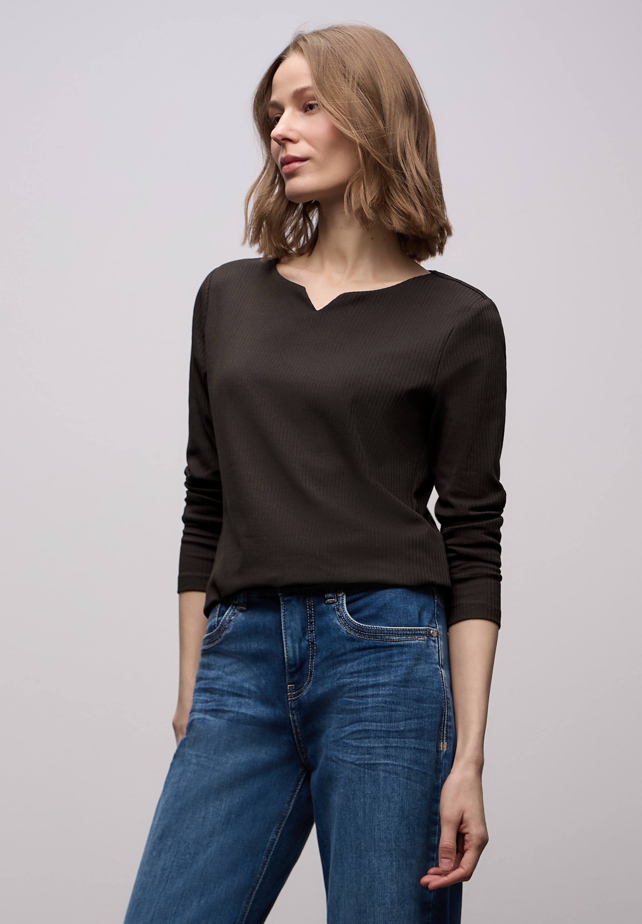 STREET ONE Langarmshirt mit Rippstruktur