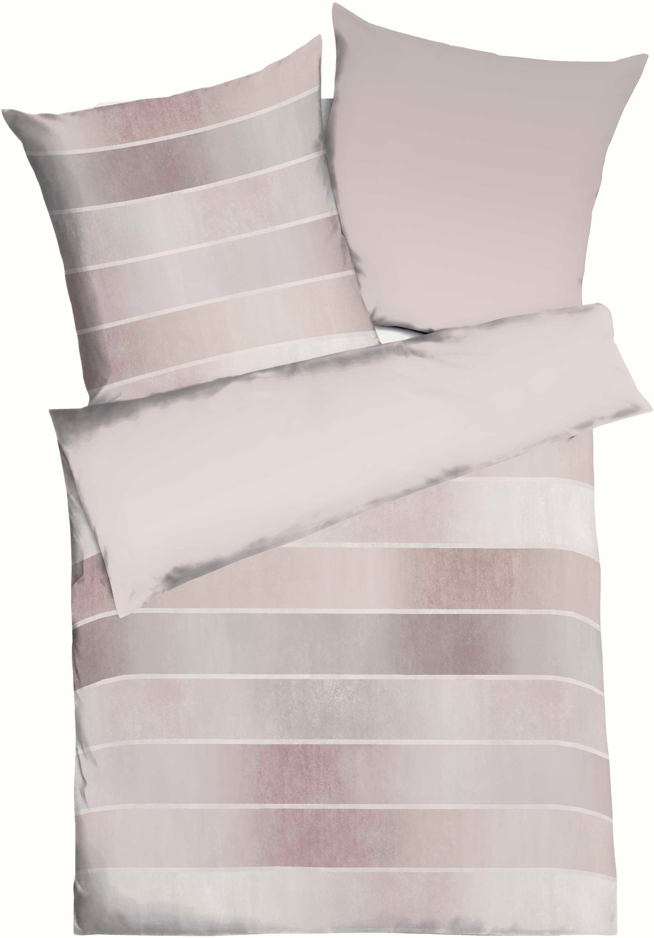 Kaeppel Linge de lit réversible »TIMELESS 100% Baumwolle« 2 cuis à larges rayures, aspect réversible, fermeture éclair de marque