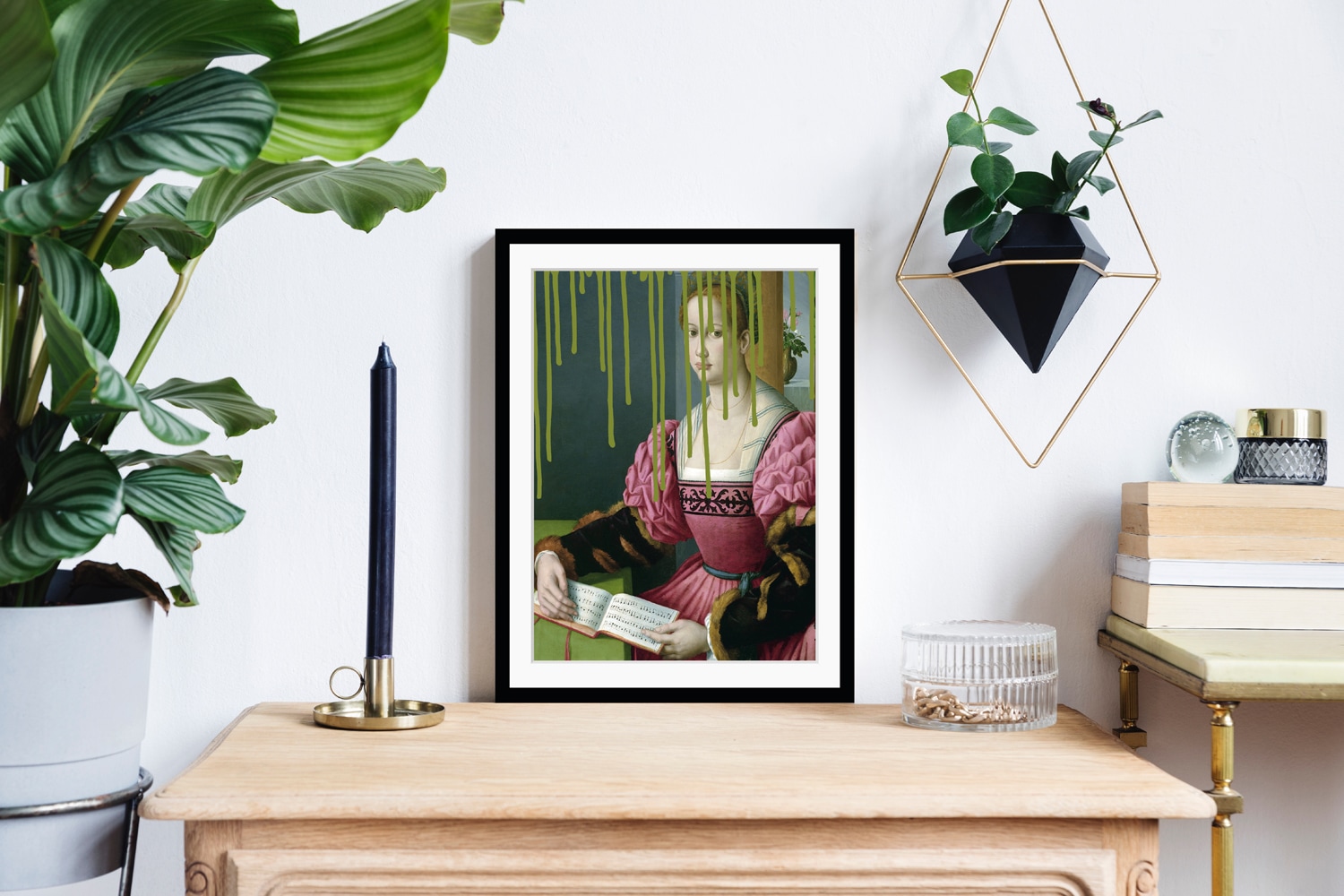 queence Image »Lindsay mit Farbklecks« HD Premium Poster-Druck inkl. Holzrahmen