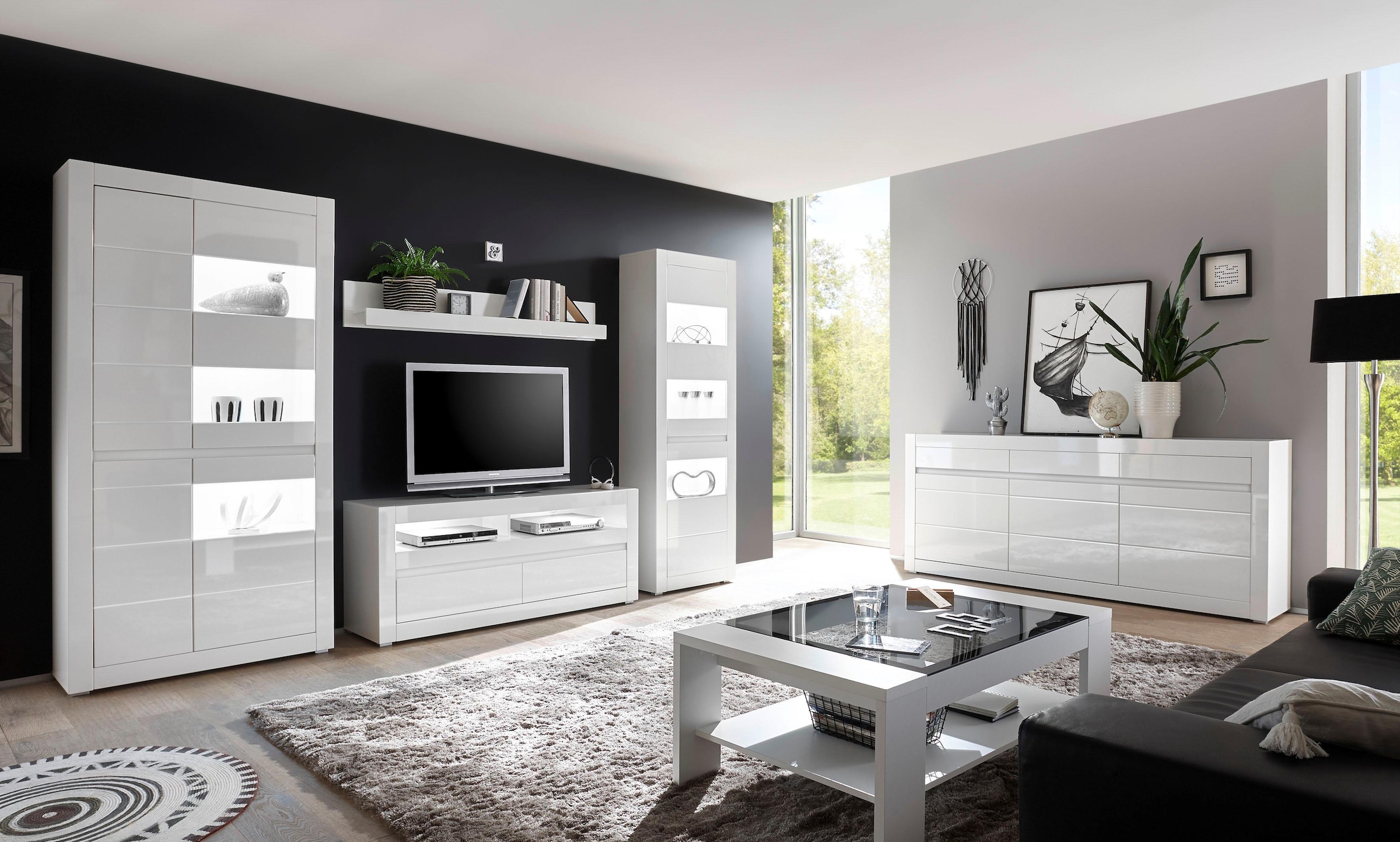 Home affaire Sideboard »Carat« Breite 217 cm, wird mit zwei Leisten angeliefert, 1 x grau, 1 x weiss