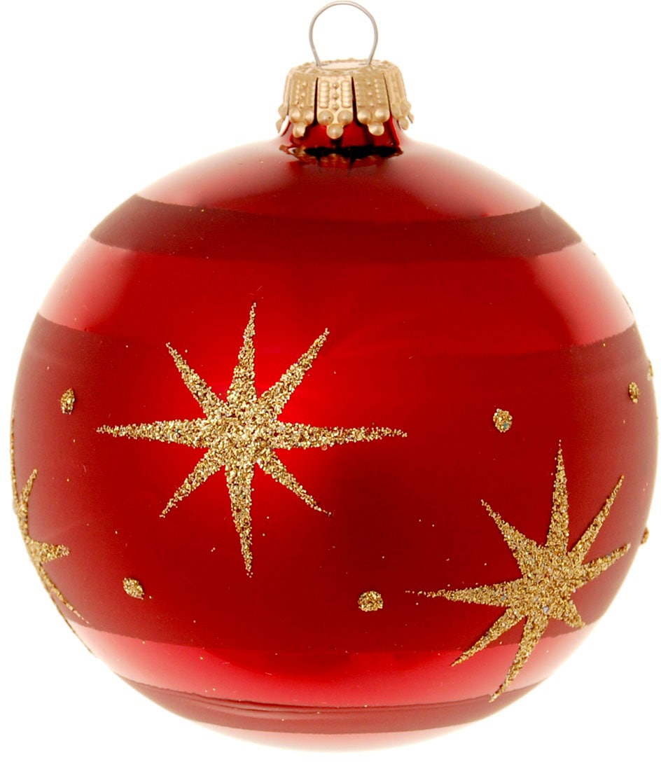 Krebs Glas Lauscha Boule de Noël »Xmas Night "Komet", 8 cm« décoration de Noël rouge, décoration de sapin, boules de Noël en verre