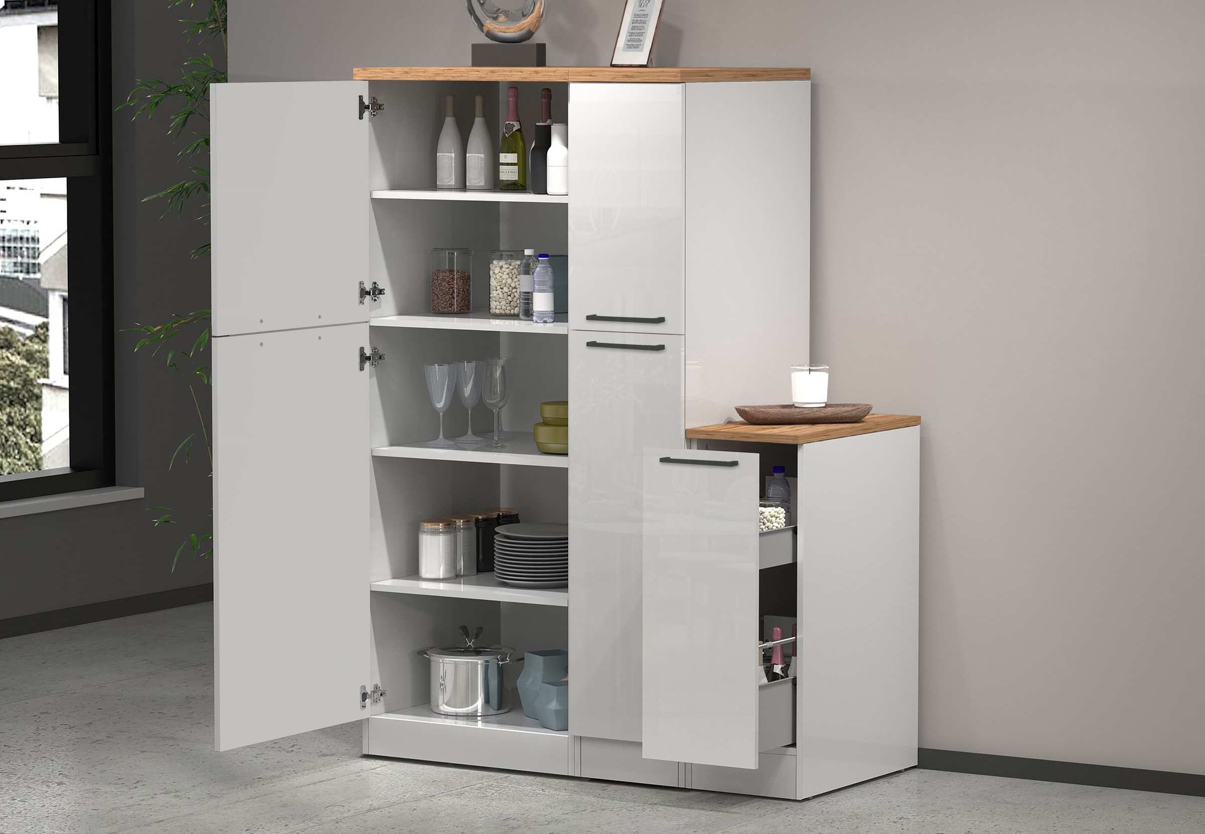 KOCHSTATION Armoire à provisions »KS-Sole,Hauswirtschaftsschrank,Stauschrank,Küchenschrank« Breite/Höhe 60/165 cm, 5 Fächer