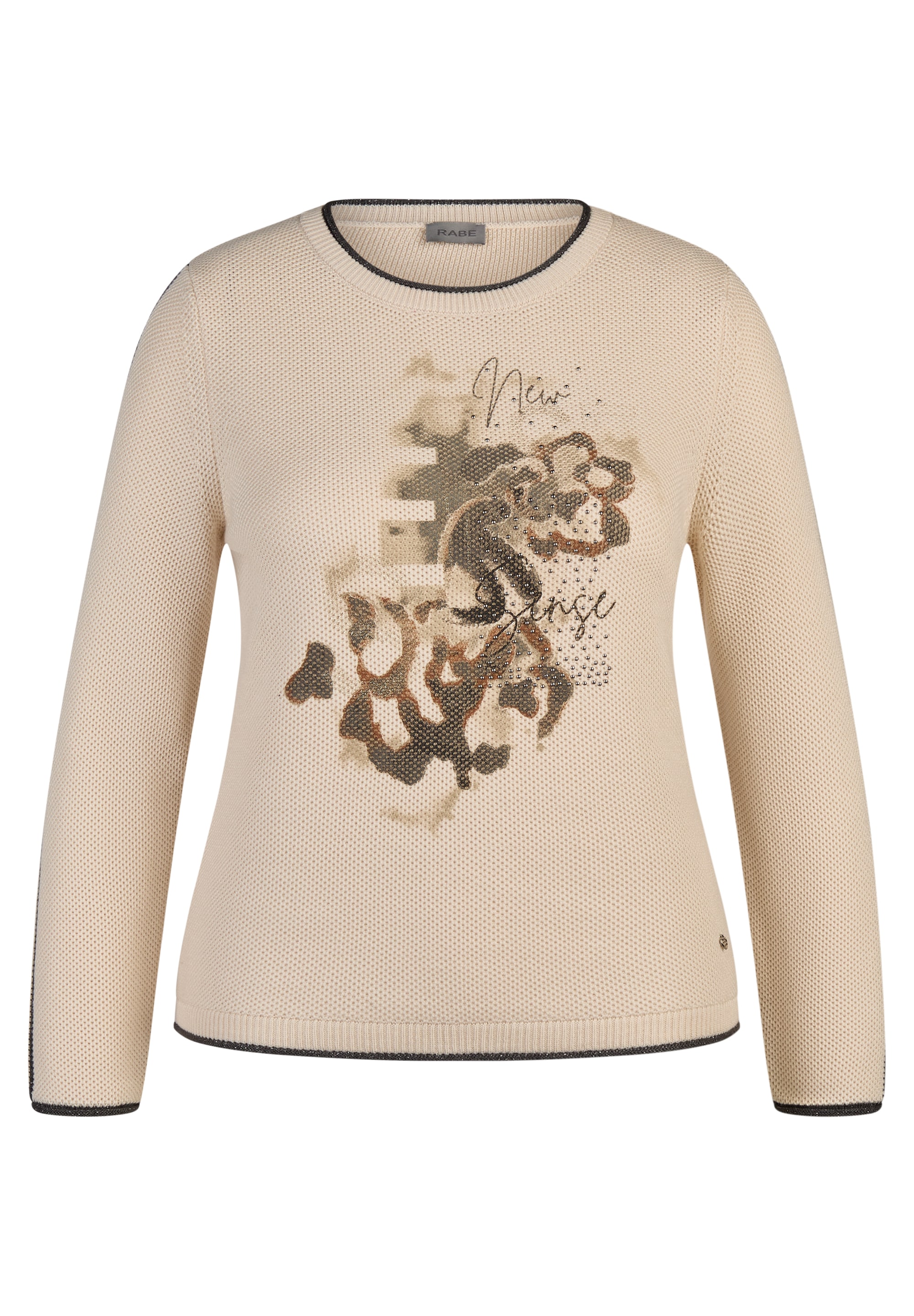 Rabe Rundhalspullover mit intarsien Print