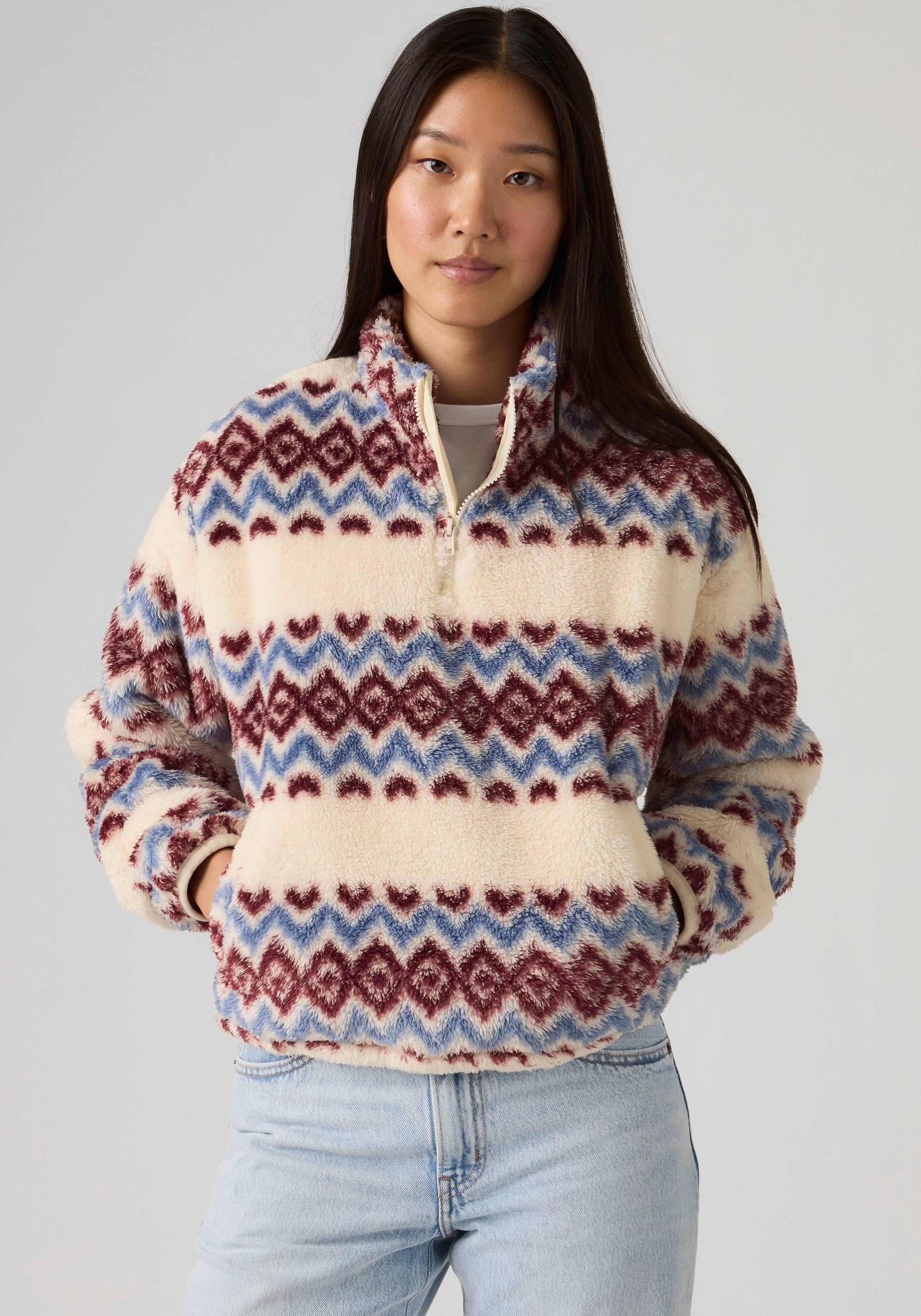 Levi's® Pull en polaire »GEMMA SHERPA 1/4 ZIP«, ourlet réglable en largeur
