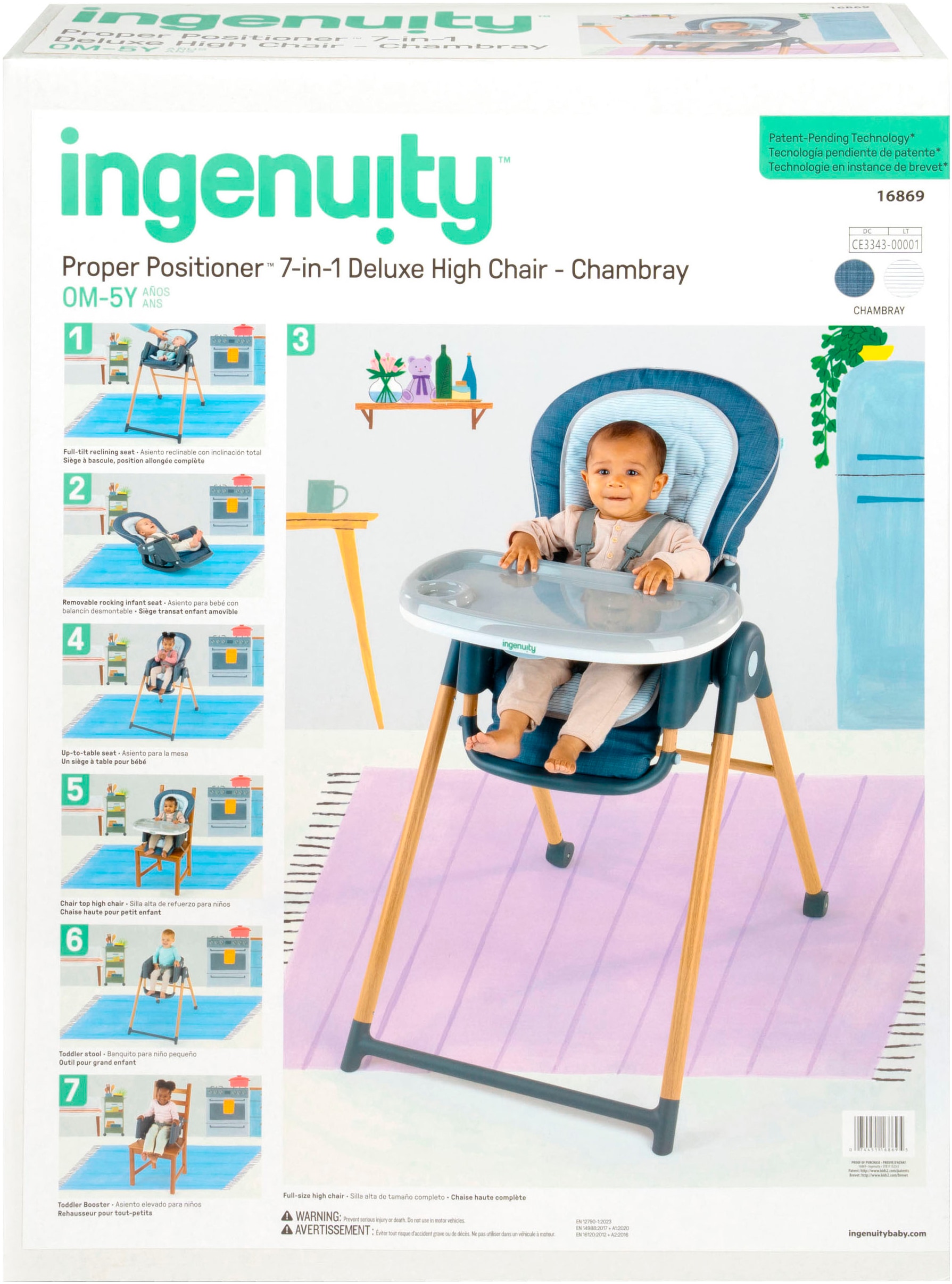 ingenuity Hochstuhl »Proper Positioner™ 7-in-1 Deluxe High Chair - Chambray« ()
