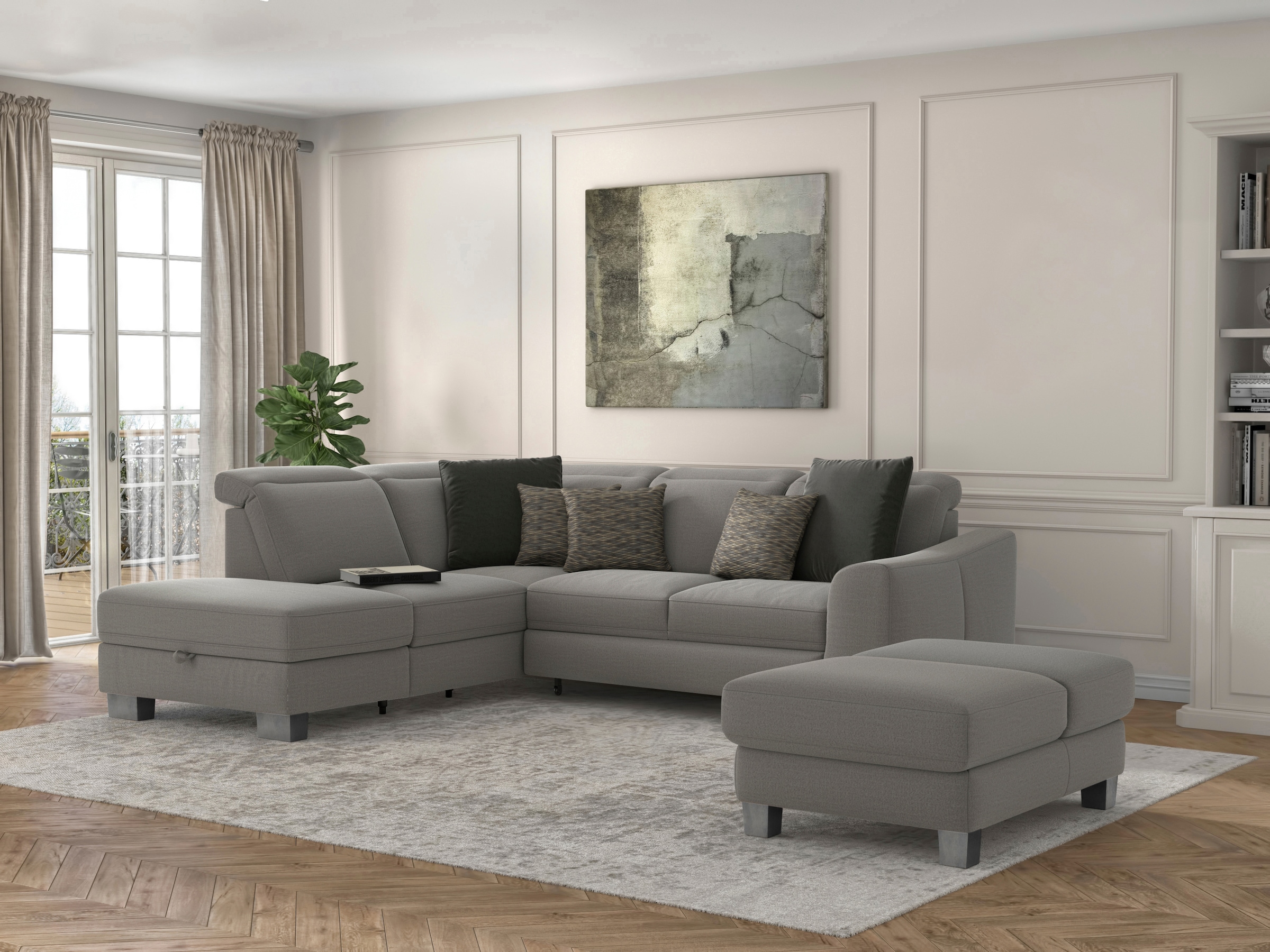 sit&more Polsterhocker »Dundee« mit Klappfunktion, Federkern und hochwertigen Edelstahlfüssen