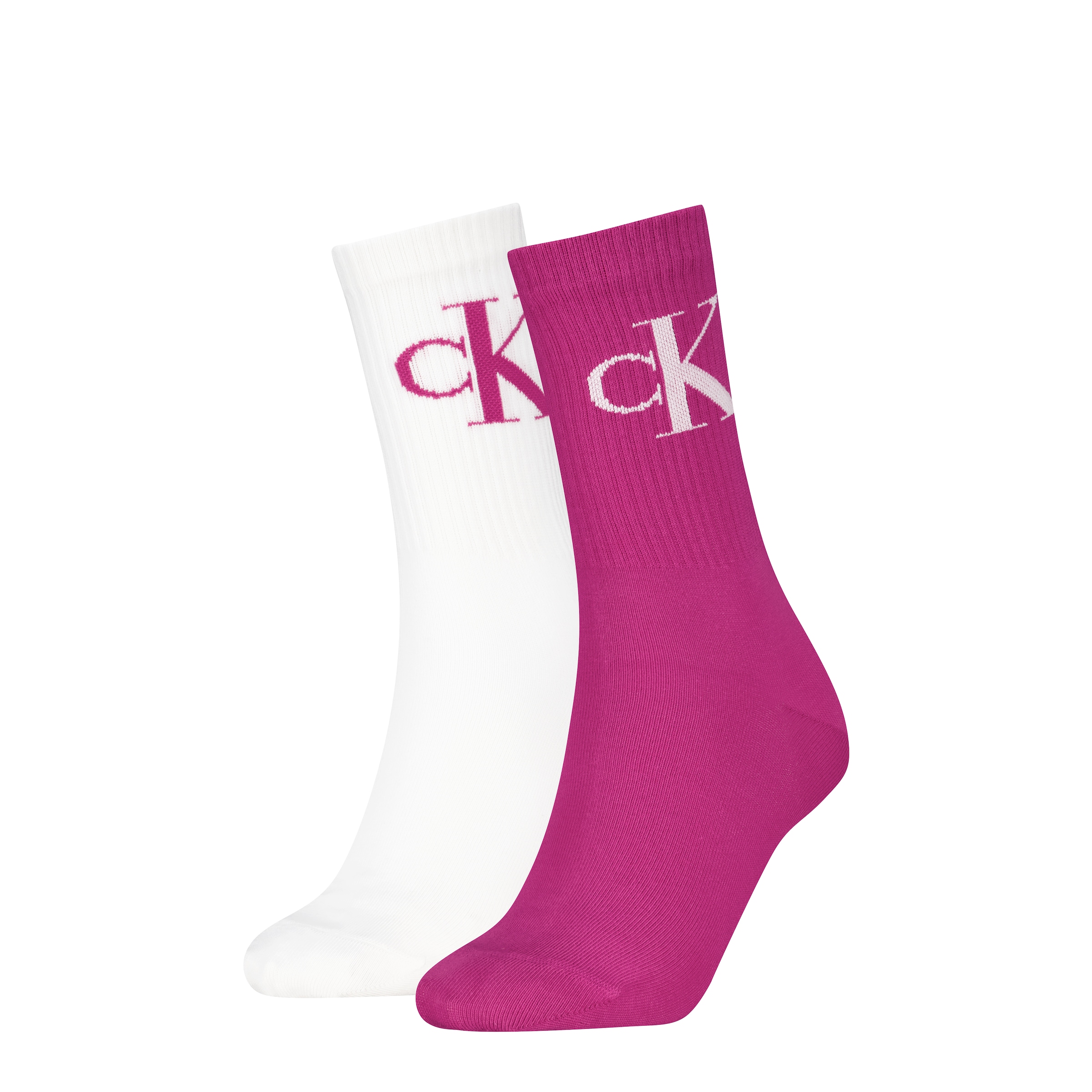 Calvin Klein Jeans Chaussettes »CKJ WOMEN  SOCK 2P MONOGRAM« 2 paires, 2 Couple tlg. avec bord-côte extra large, mélange coton, élastique
