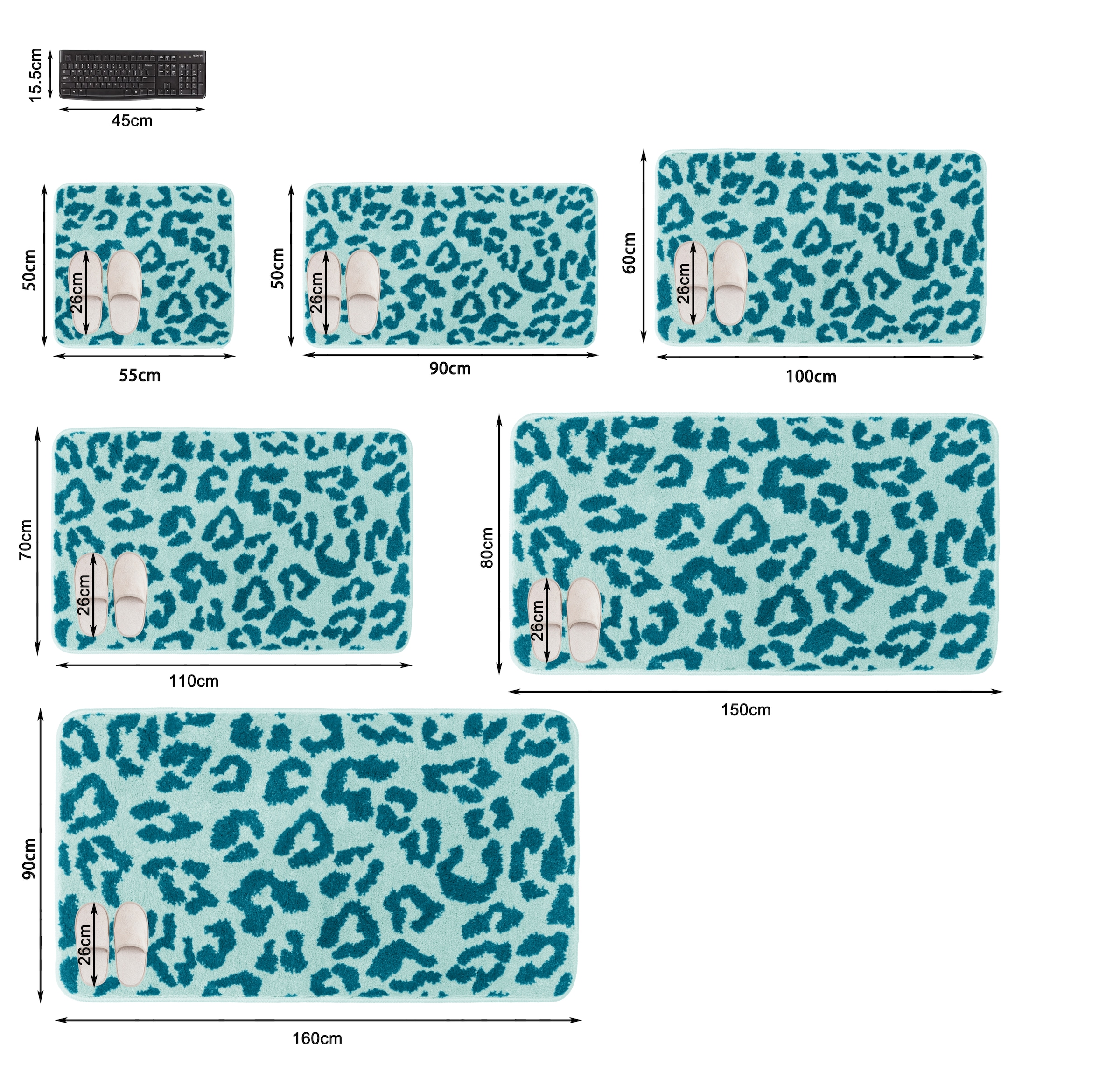 GOODproduct Badematte »Anna Leo, Badvorleger, Badezimmer Teppich, Duschvorleger« Höhe 15 mm rutschhemmend beschichtet fussbodenheizungsgeeignet | schnell trocknend mit Animal Print, modernes Muster, Leo, weich