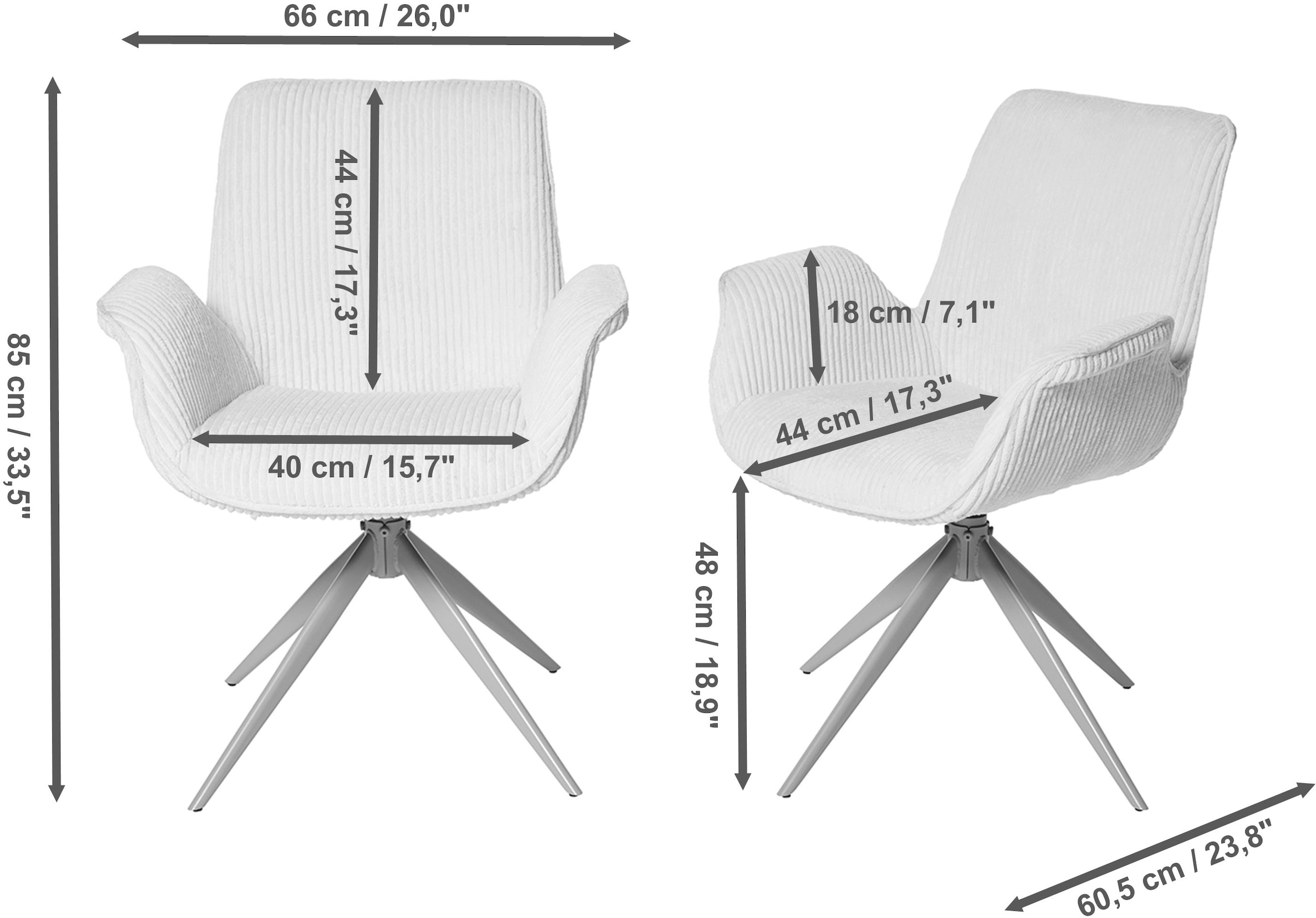 Jahnke Schalenstuhl »BAT TWIST DUO« () 2er Set, drehbar, gepolstert, mit Armlehnen, B:66xT:60,5xH:85 cm