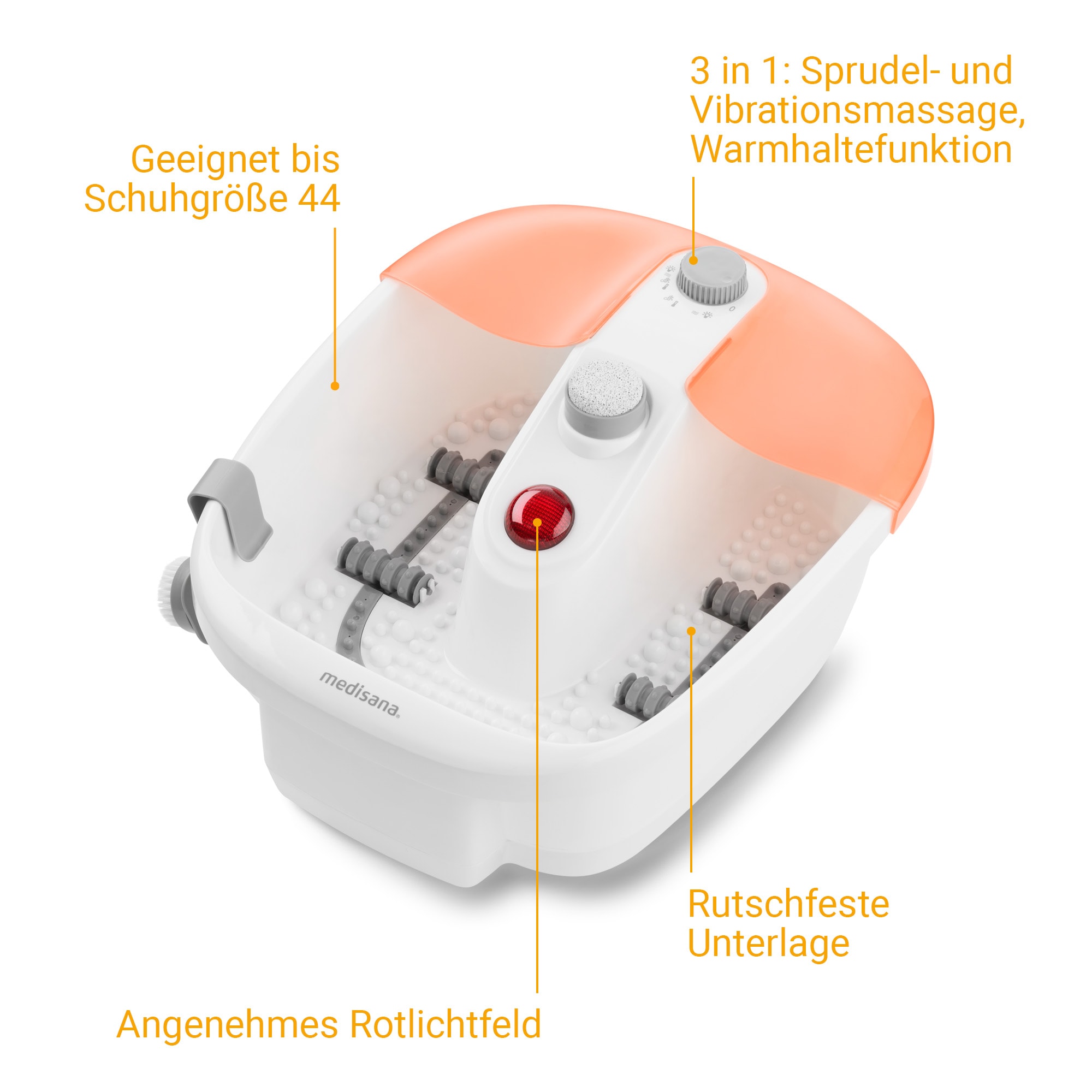 Medisana Bain de pieds »FS 883« Vibrationsmassage, Wärmefunktion, Sprudel-und Warmhaltefunktion