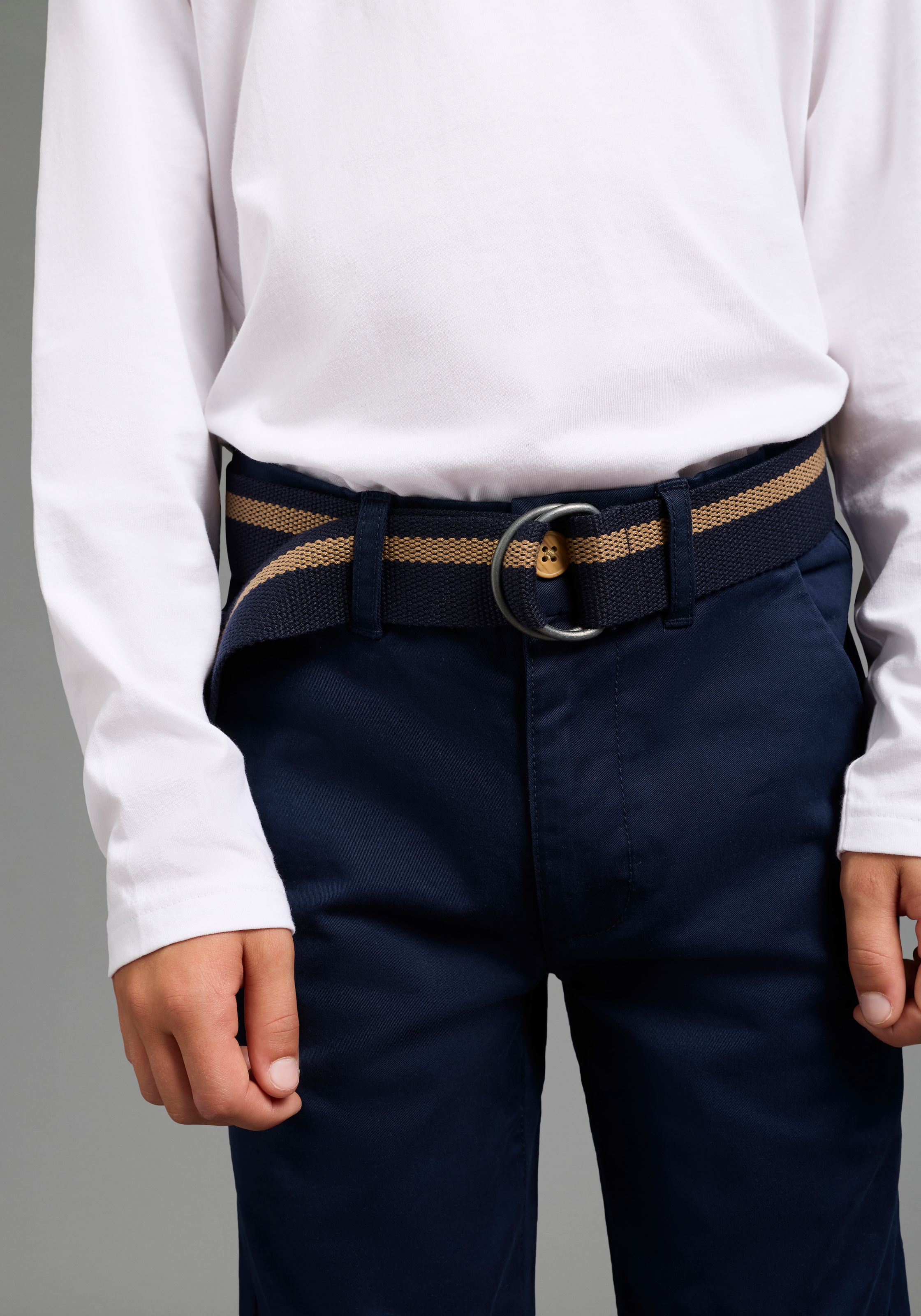 KangaROOS Chinos »Chinohose mit Gürtel«  coupe basique à la mode, jambe droite, taille élastique réglable