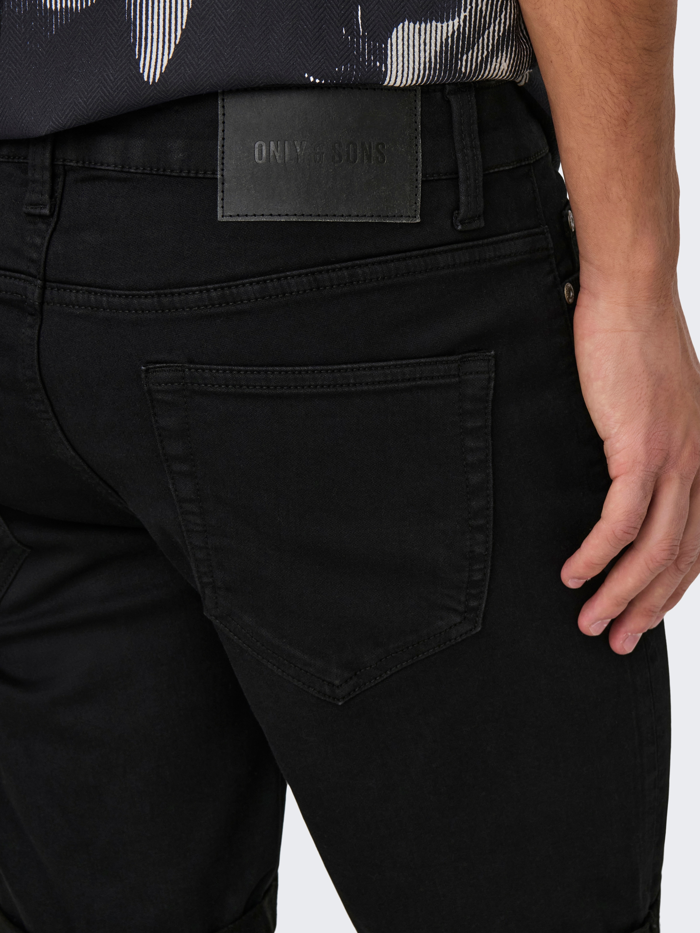 ONLY & SONS Short en jean »ONSPLY JOG BLK 0280 PIM DNM SHORTS NOOS« mélange coton, coupe régulière