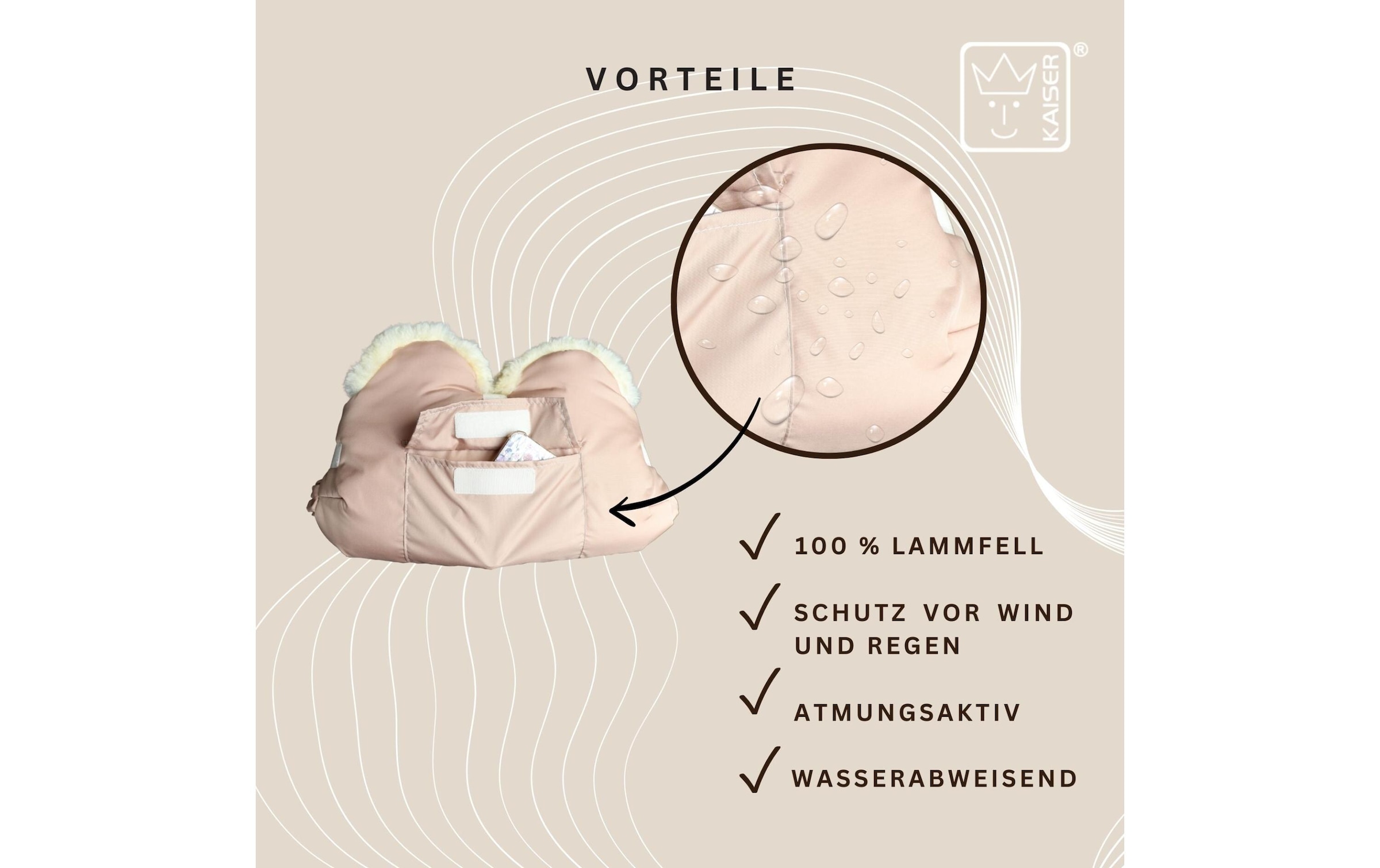 Kaiser Kinderwagen-Handwärmer »Lammfell Big Sand«