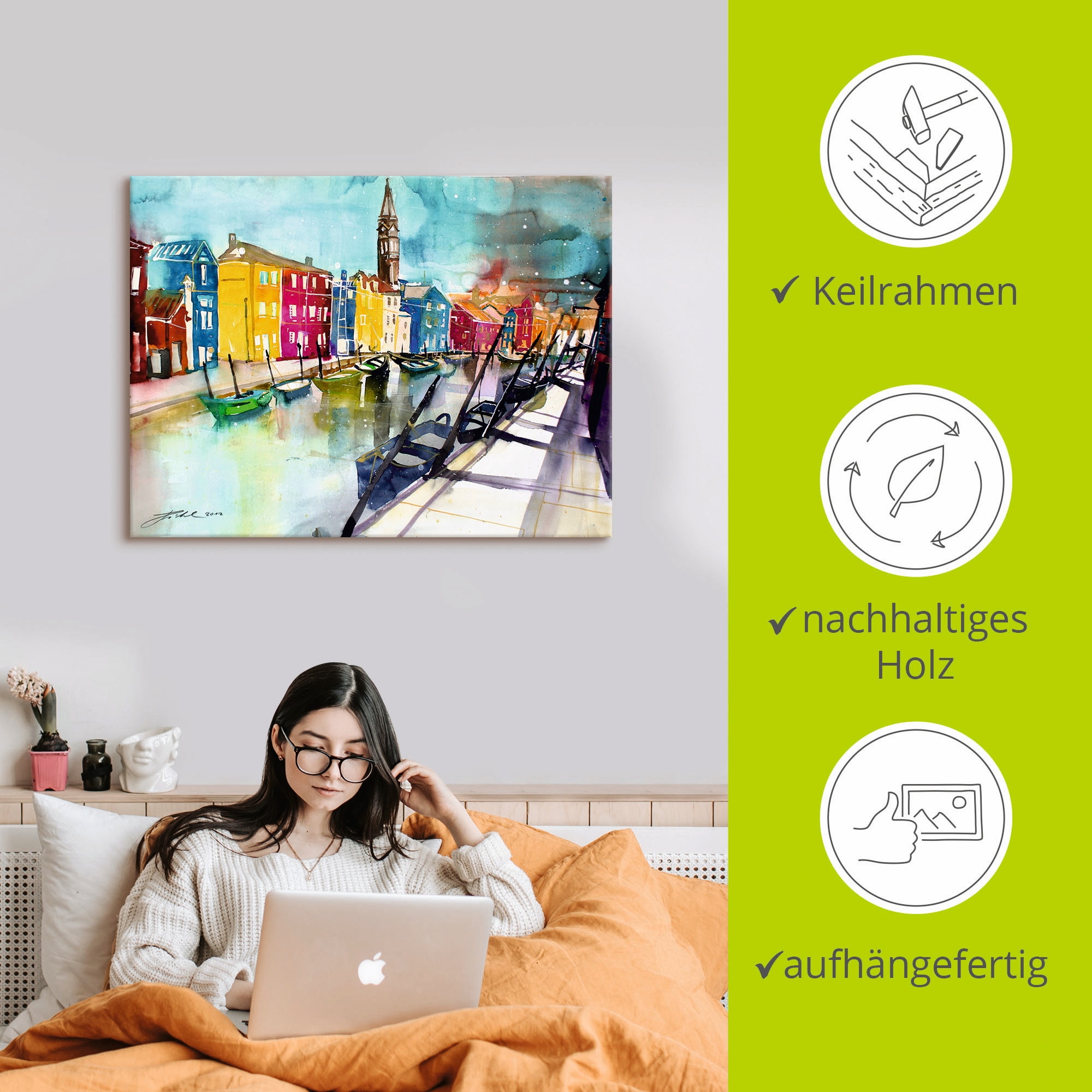 Artland Leinwandbild »Venedig« Italien 1 Stk. tlg. auf Holzrahmen gespannt